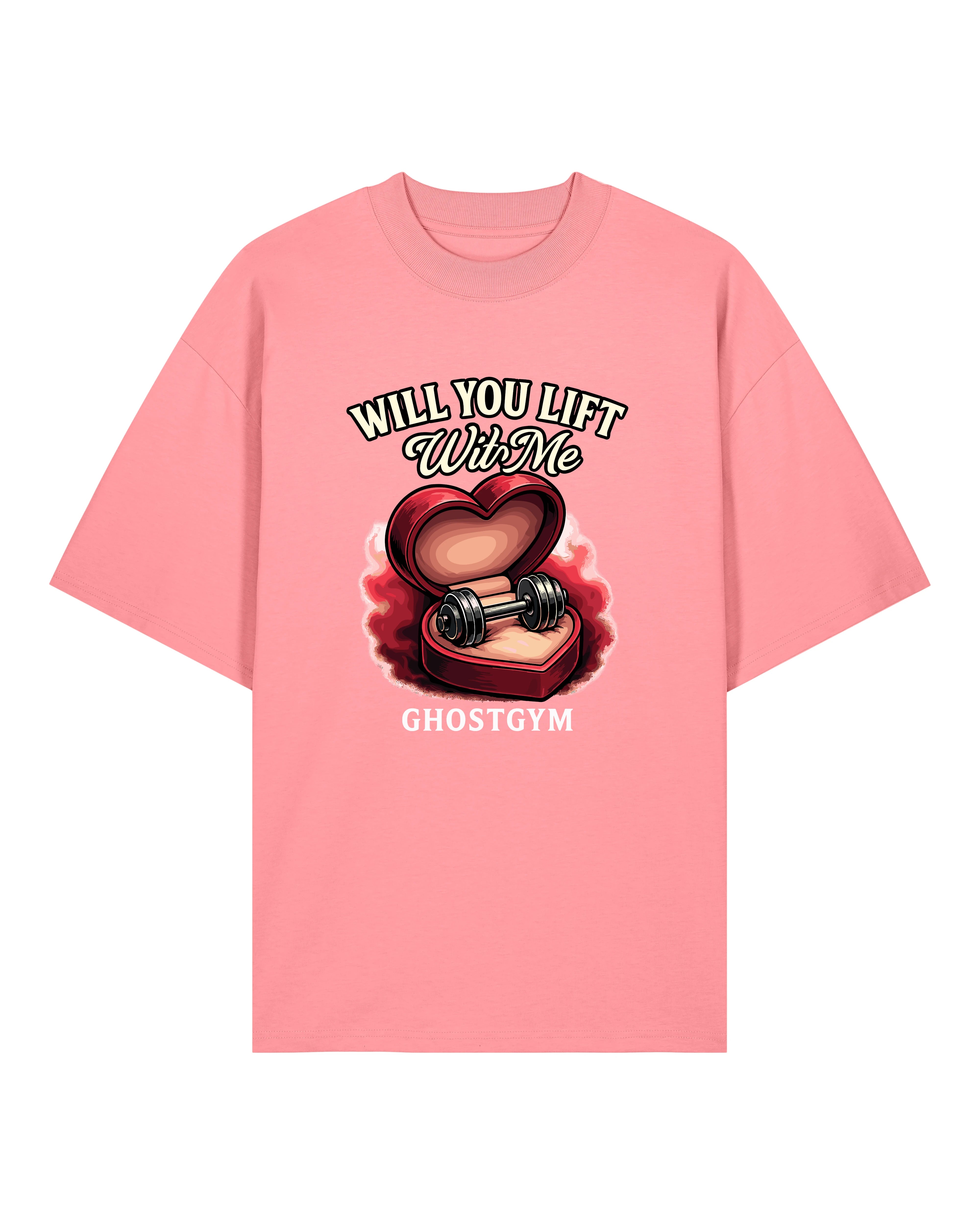 Teeflix Will You Lift With Me Gym Shirt Rosa Oversized Pump Cover Bio-Baumwolle Lustiges Fitness Shirt