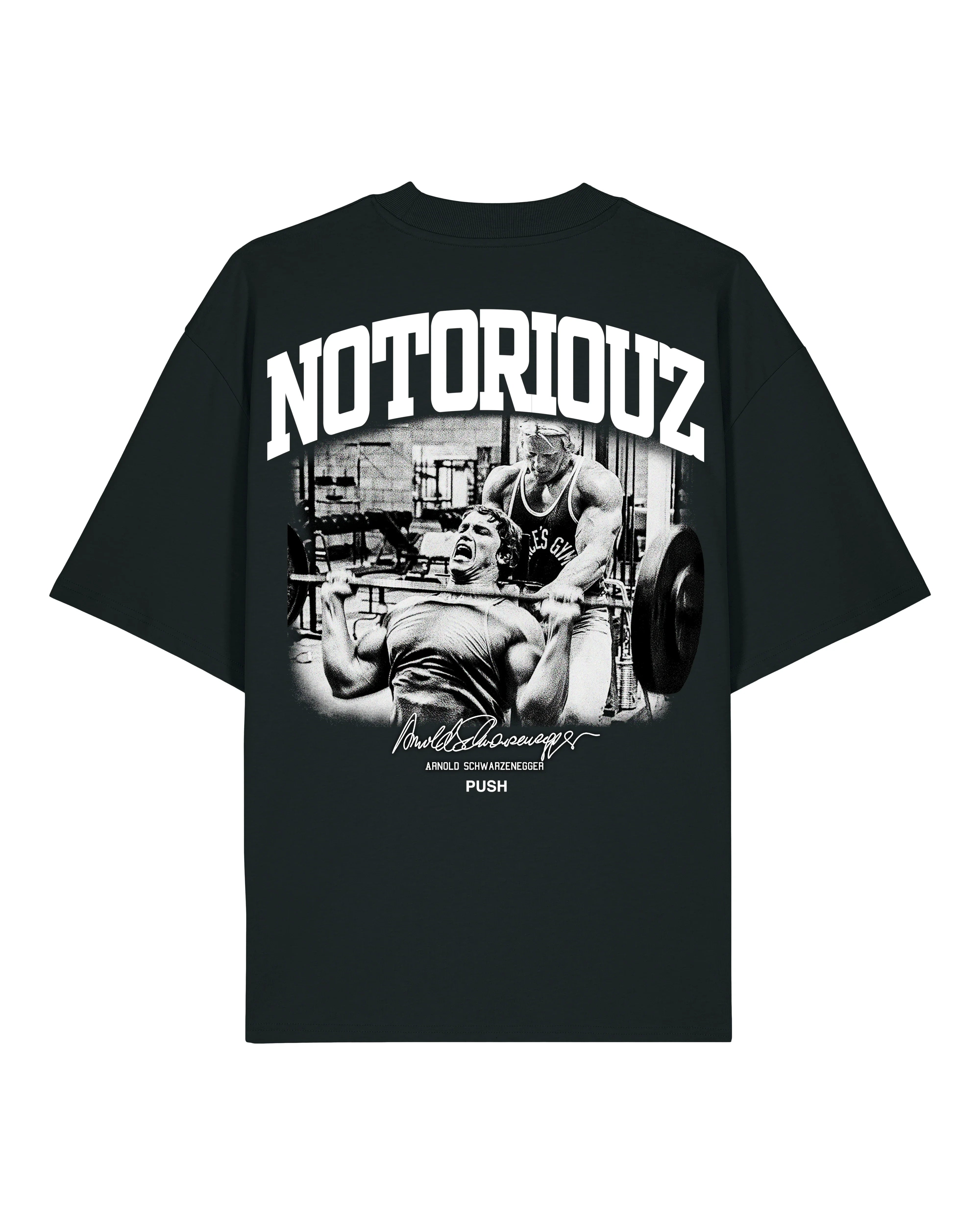 „Rückendruck PUSH HARD STAY SOLID – Oversized Tee für Push-Days und Gym-Style“