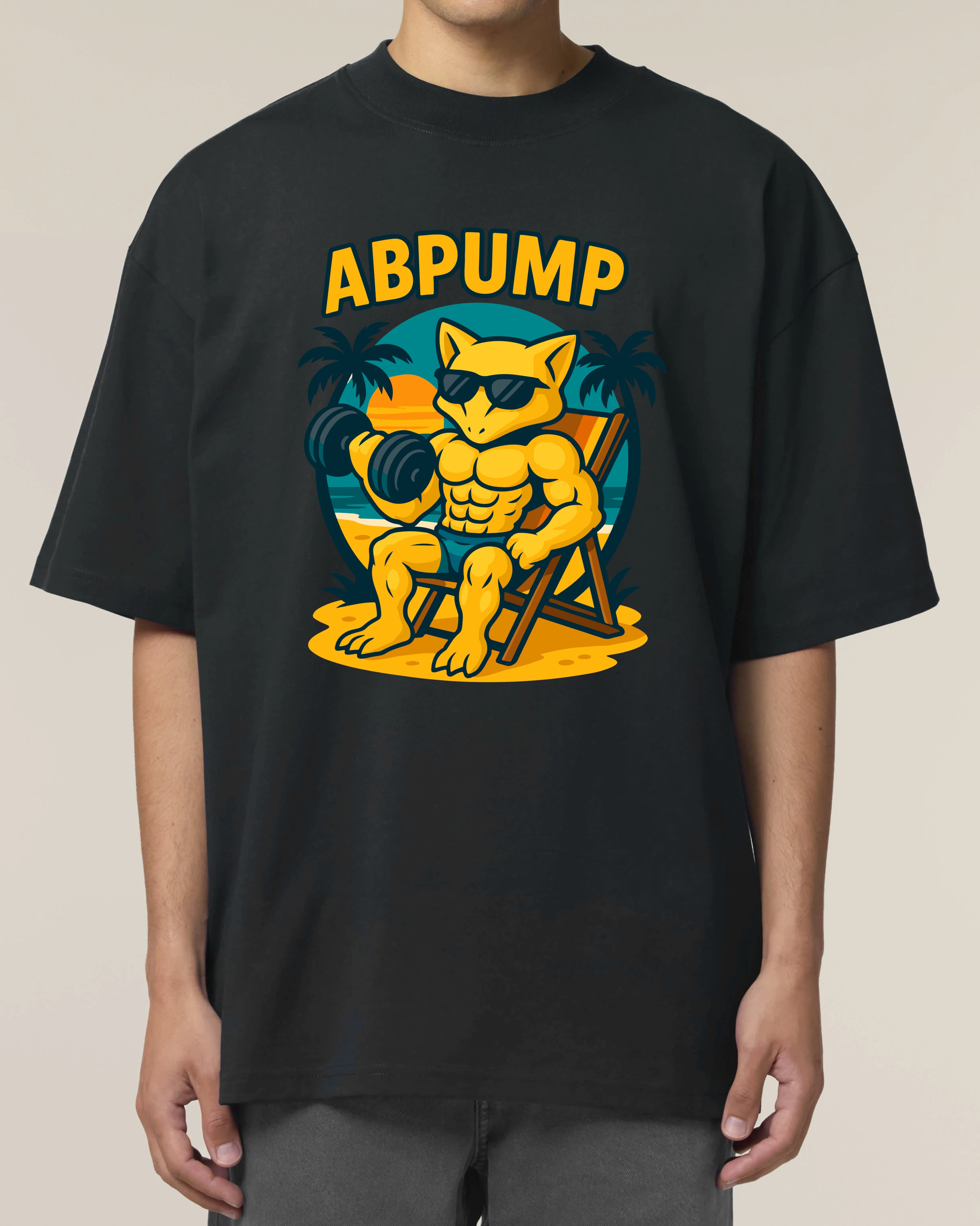 ABPUMP Oversized Gym Shirt Schwarz – Fun Oversized Pump Cover Fitness Shirt