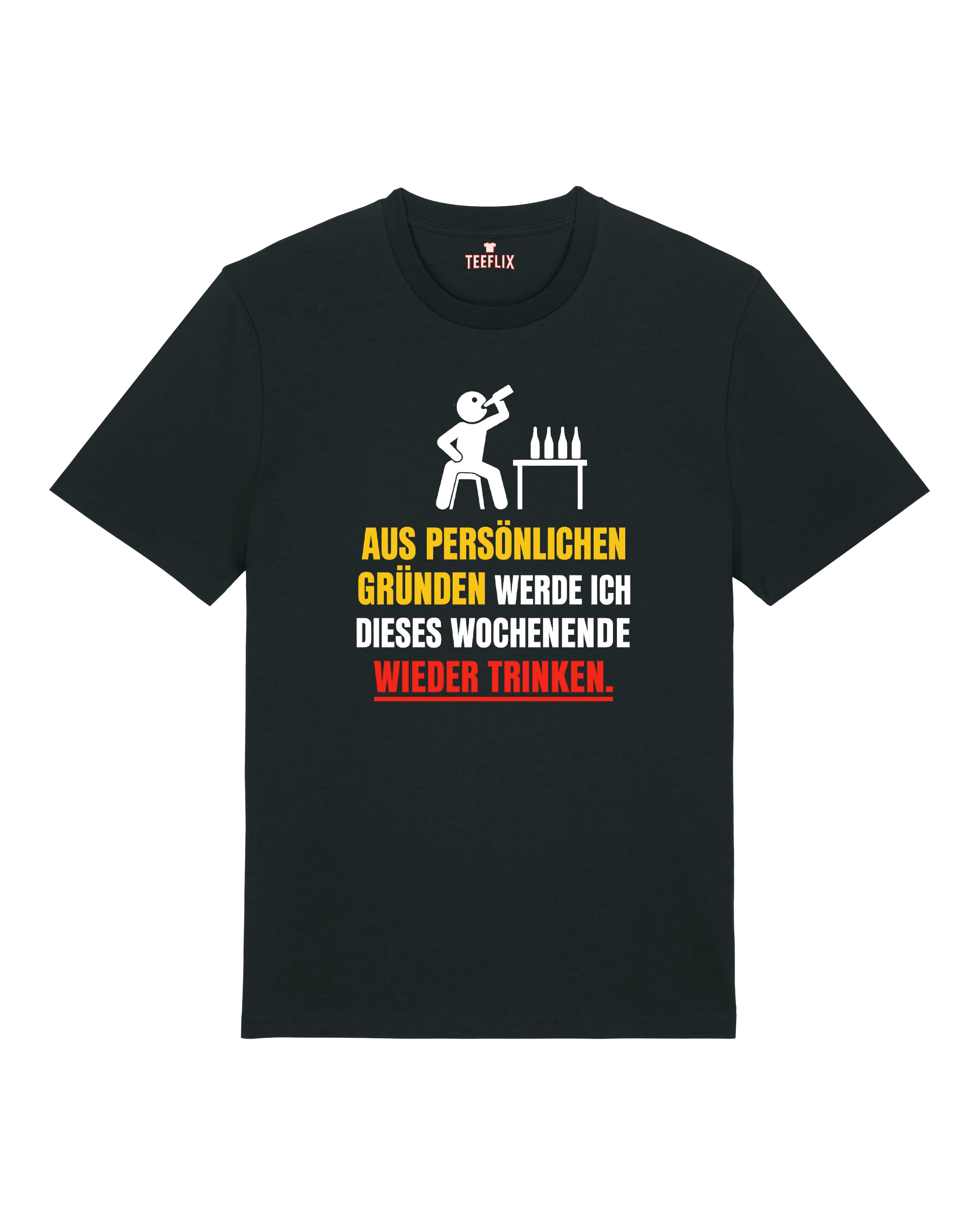 Schwarzes Funshirt mit Spruch „Aus persönlichen Gründen…“