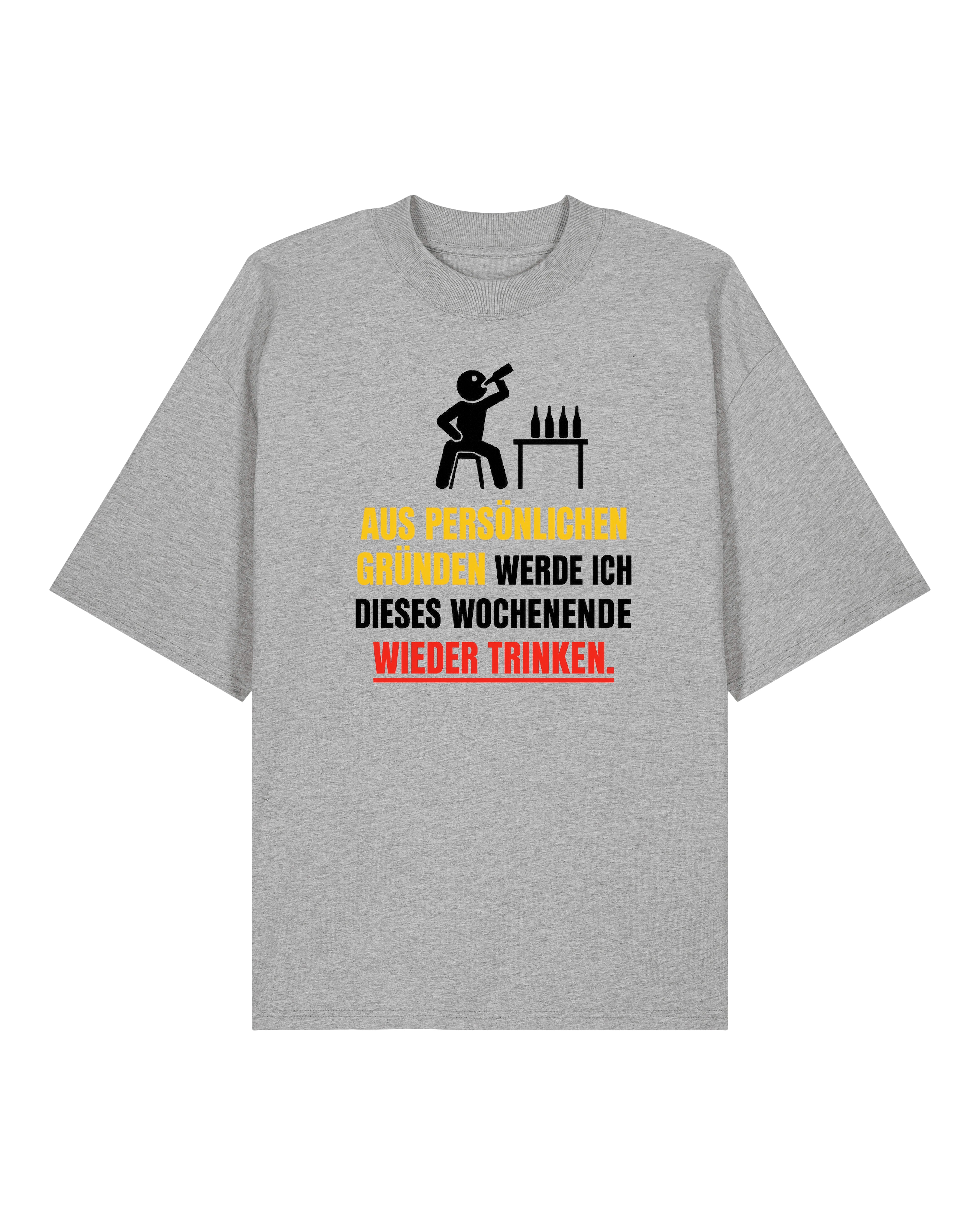 Graues Shirt mit Illustration und Wochenend-Spruch