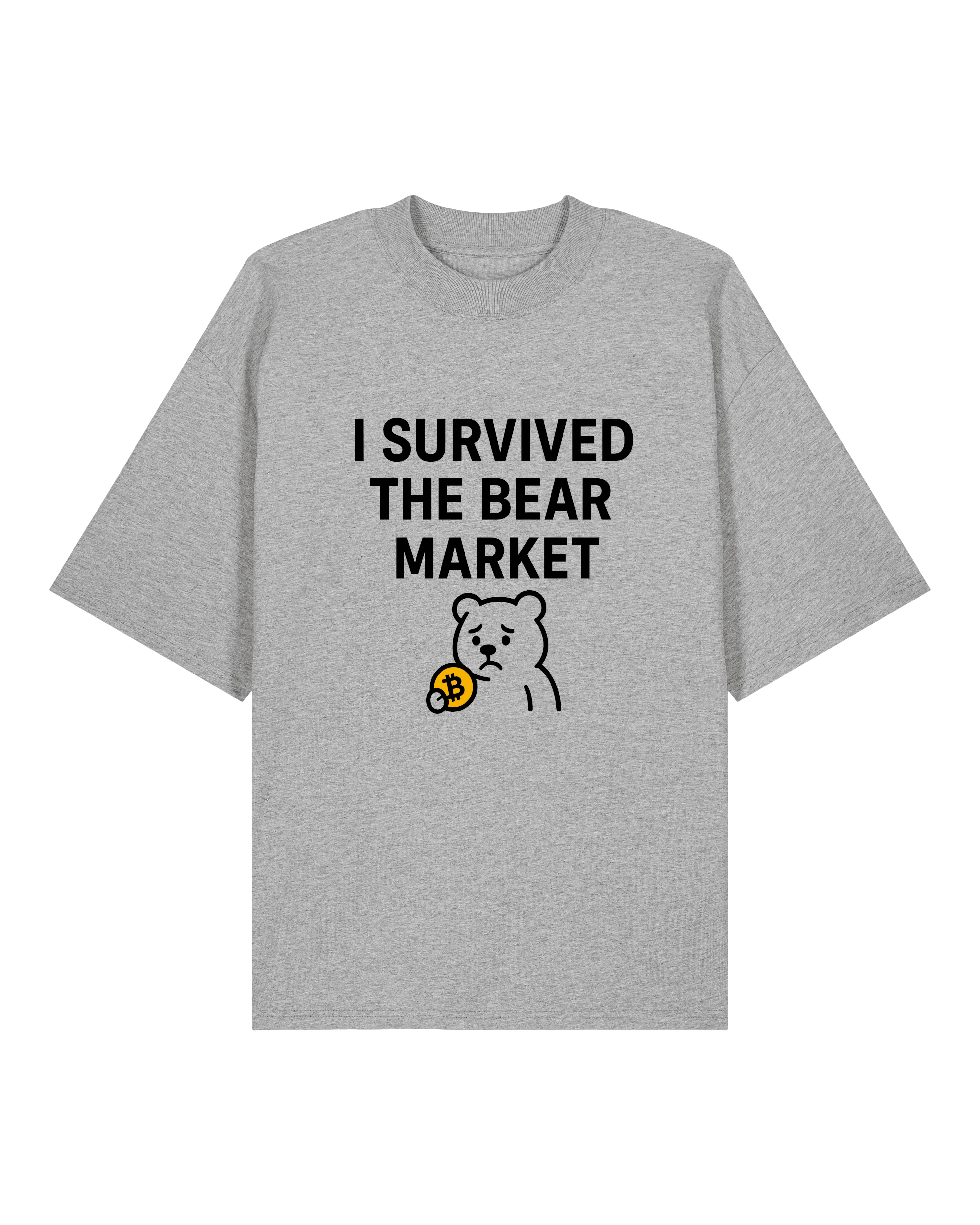 Oversized Graues Bitcoin Shirt – „I Survived the Bear Market“ Design von Teeflix