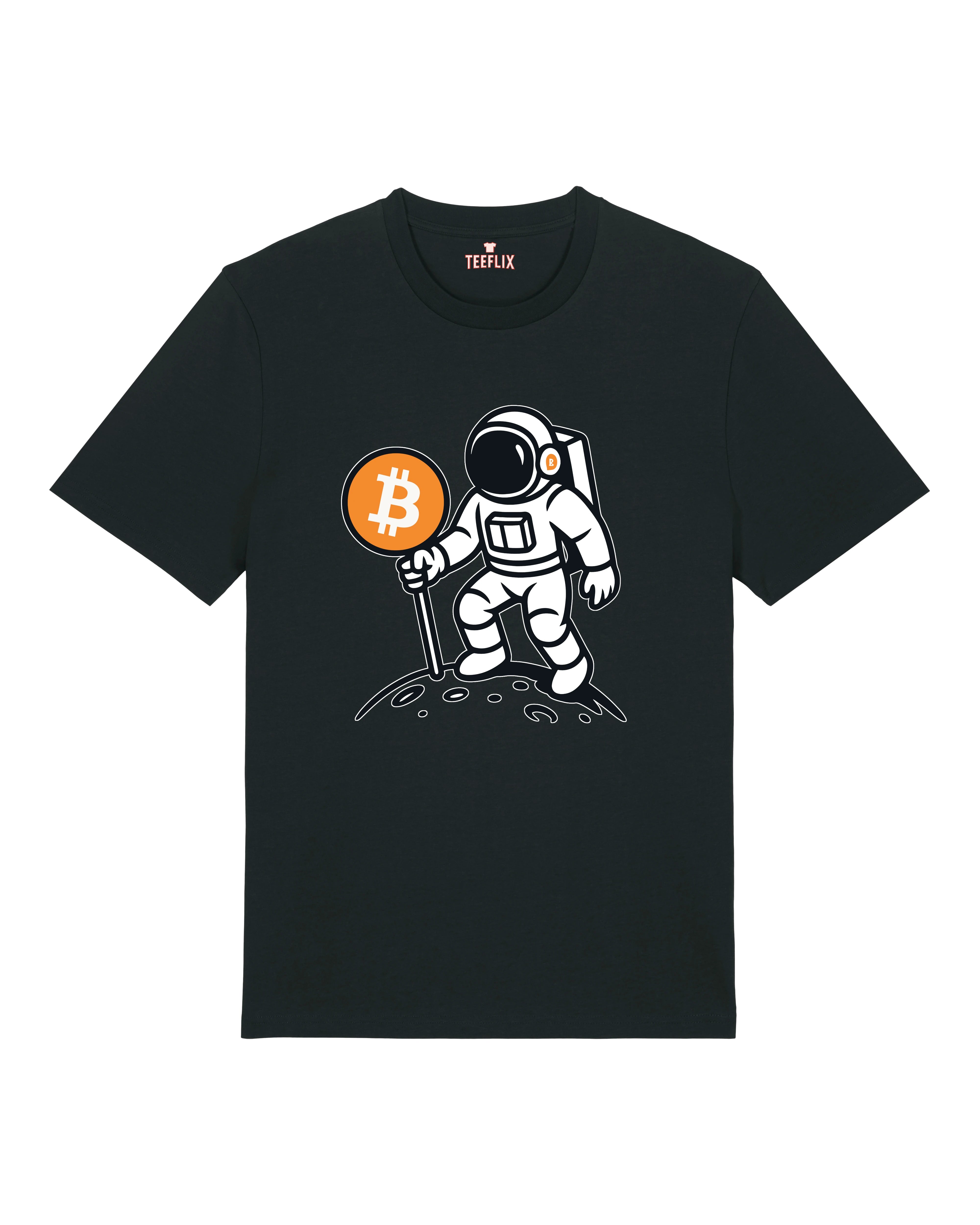 „Bitcoin Astronaut T-Shirt in Schwarz – normales Fit mit stylischem Krypto-Motiv | Teeflix“