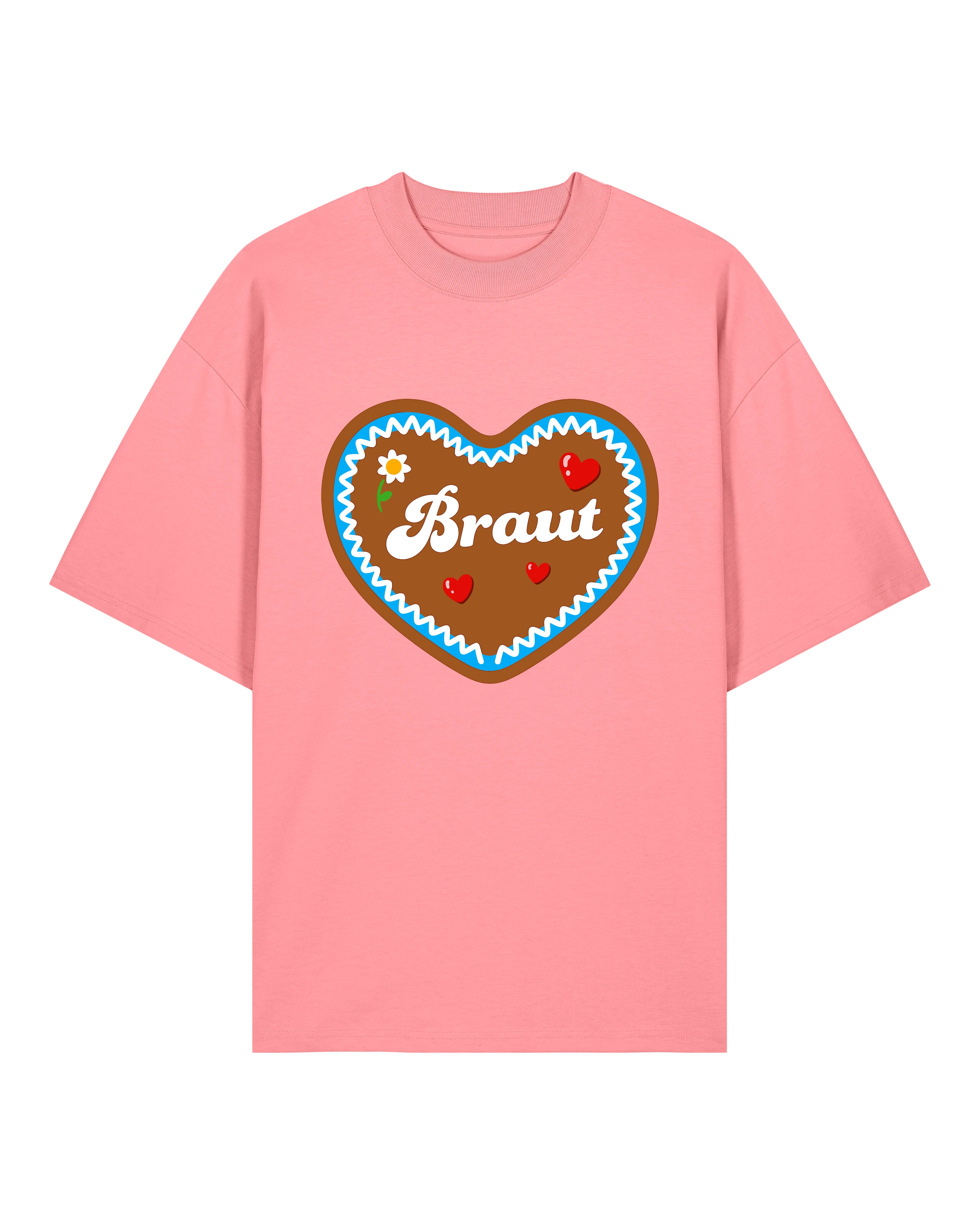 Teeflix Braut JGA T-Shirt in Rosa, Oversized – Team Braut Crew Shirt