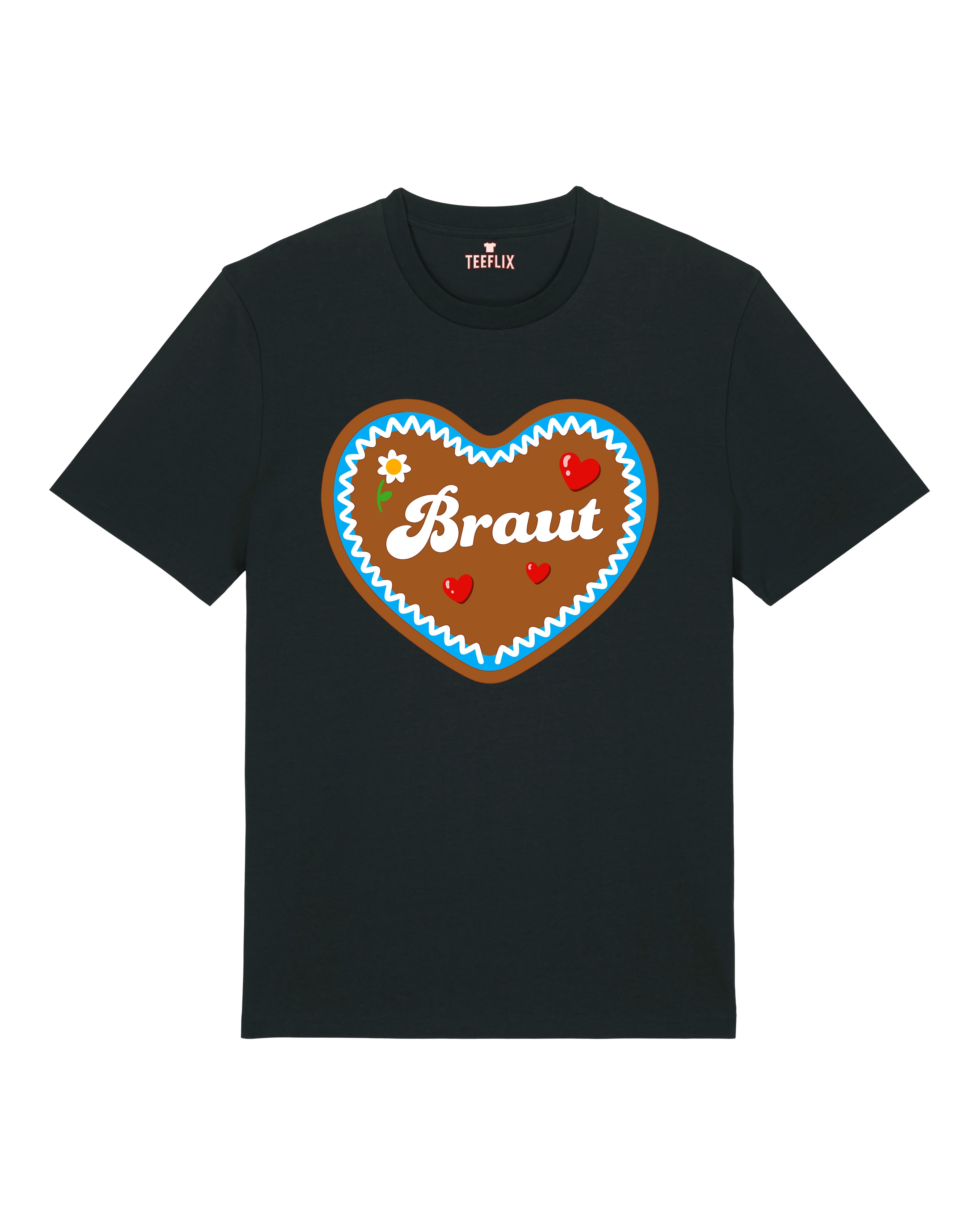 Teeflix Braut JGA T-Shirt in Schwarz, Unisex Normal – Junggesellinnenabschied Outfit