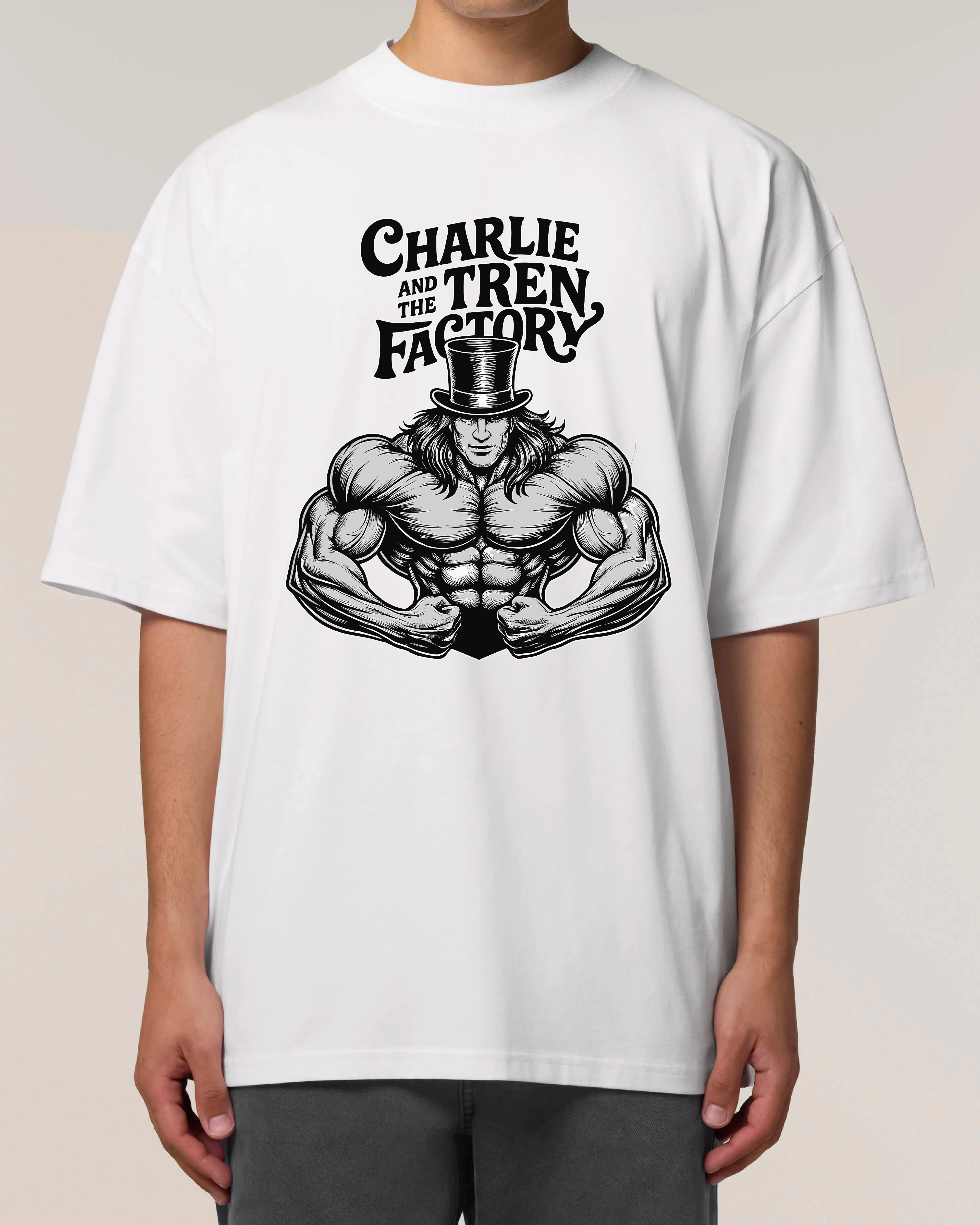 Lustiges Bodybuilding Shirt in Weiß – Oversized Pump Cover – Teeflix
