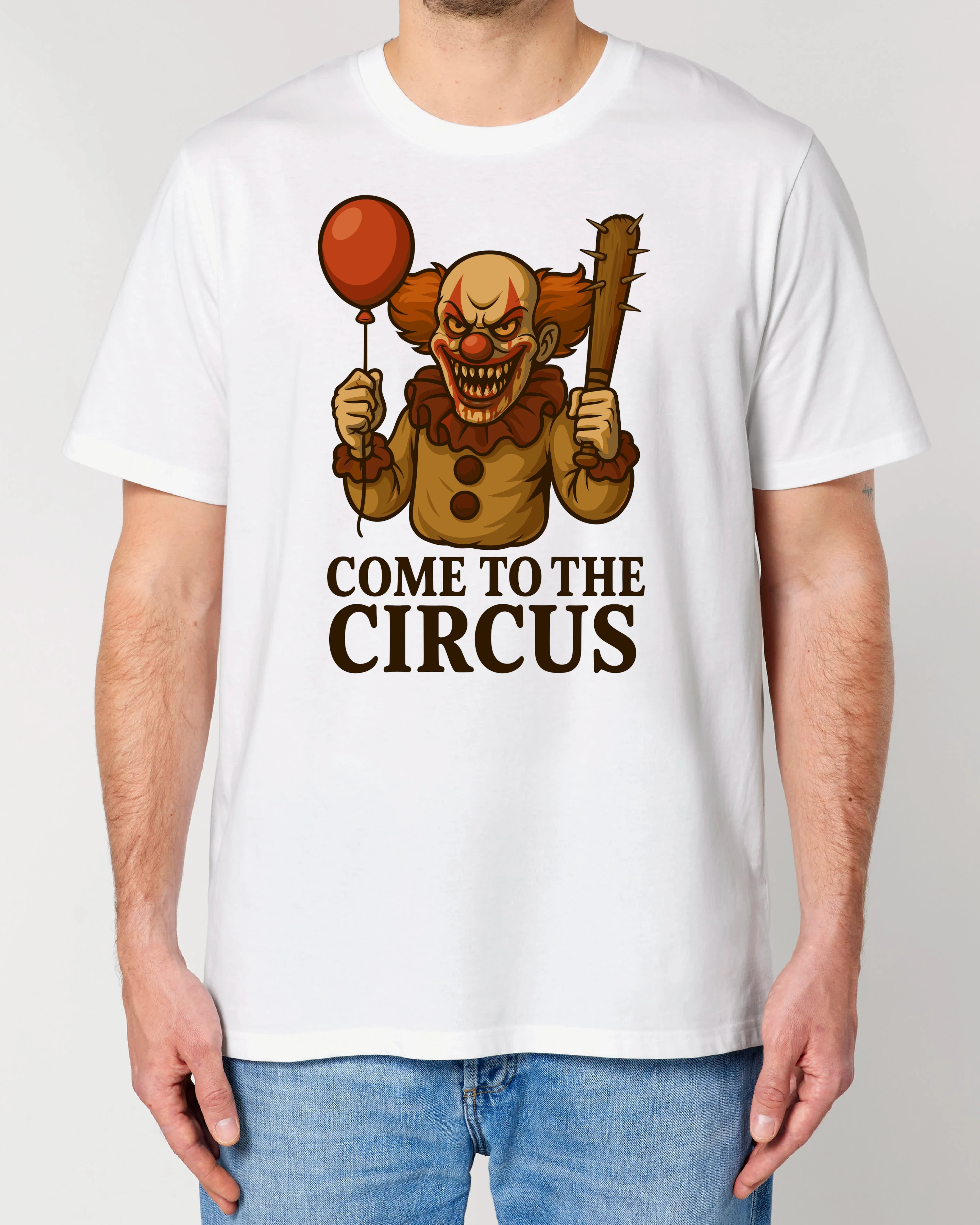 Come to the Circus Halloween Shirt in Schwarz – Oversized, Lustiges Horror Spruchshirt mit Killerclown, 100% Bio-Baumwolle, Teeflix