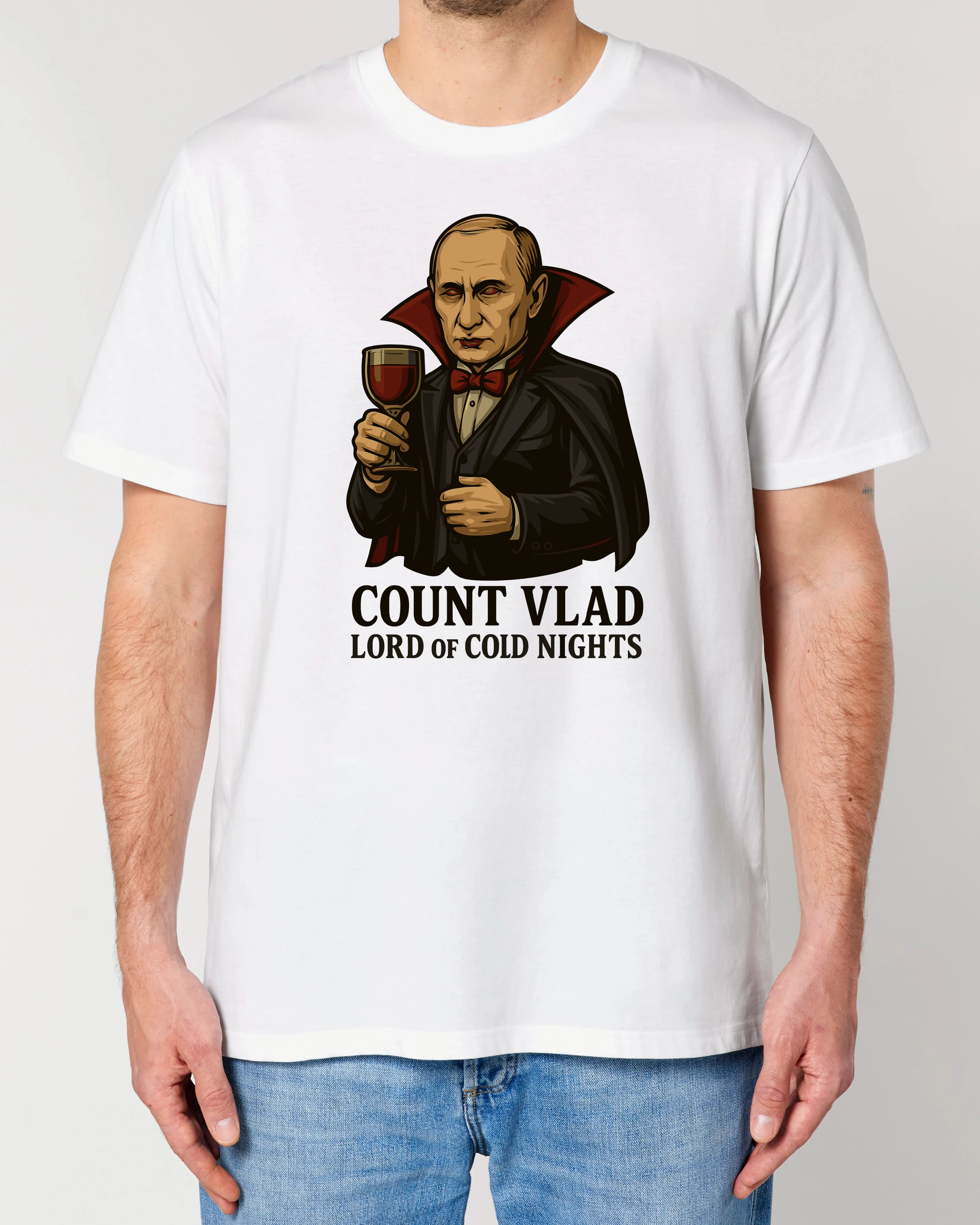 Lustiges Vampir Halloween Shirt – Count Vlad – Weiß – Normal Fit – Teeflix