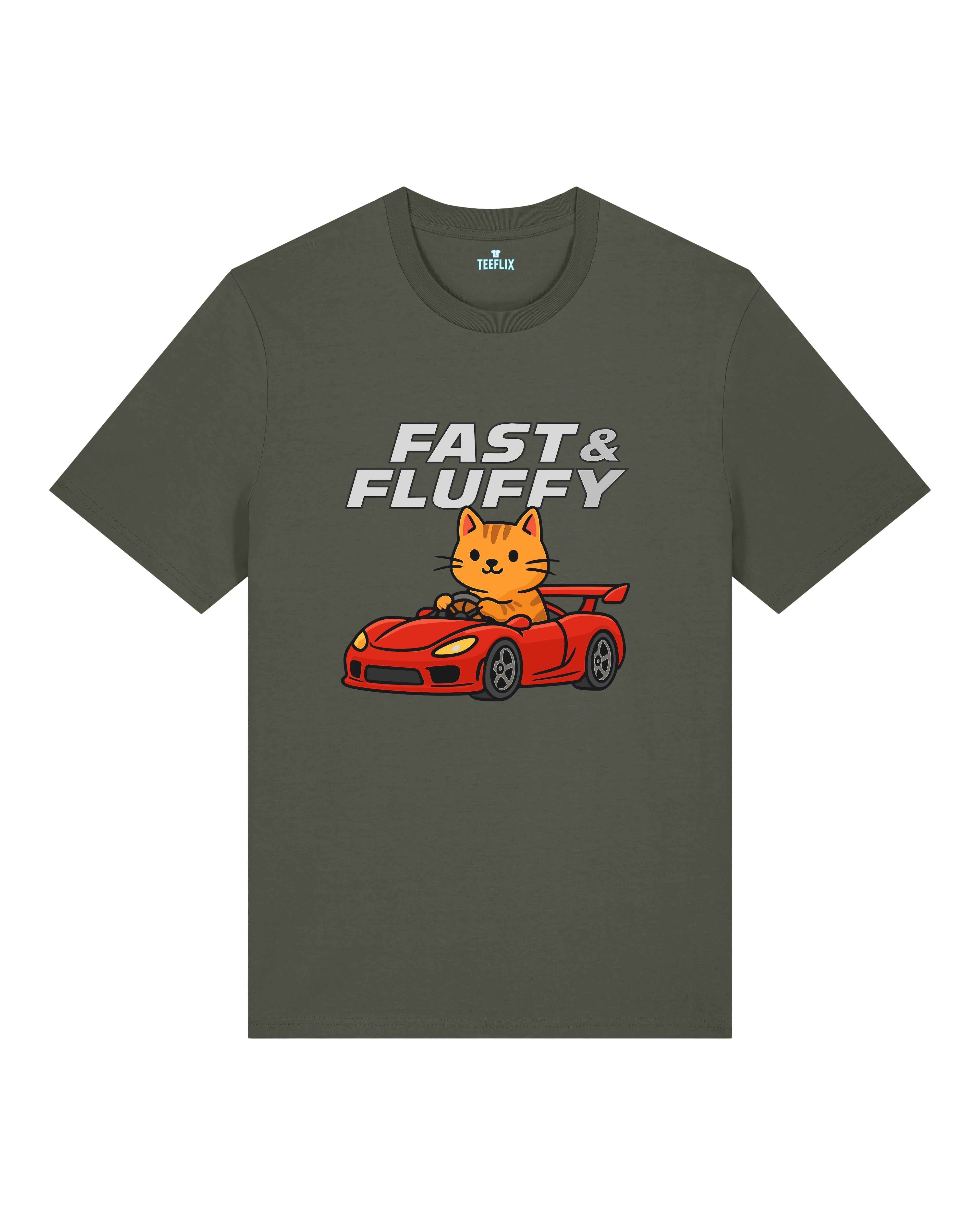 Fast & Fluffy Lustiges Katzen Auto T-Shirt Spruch | Teeflix