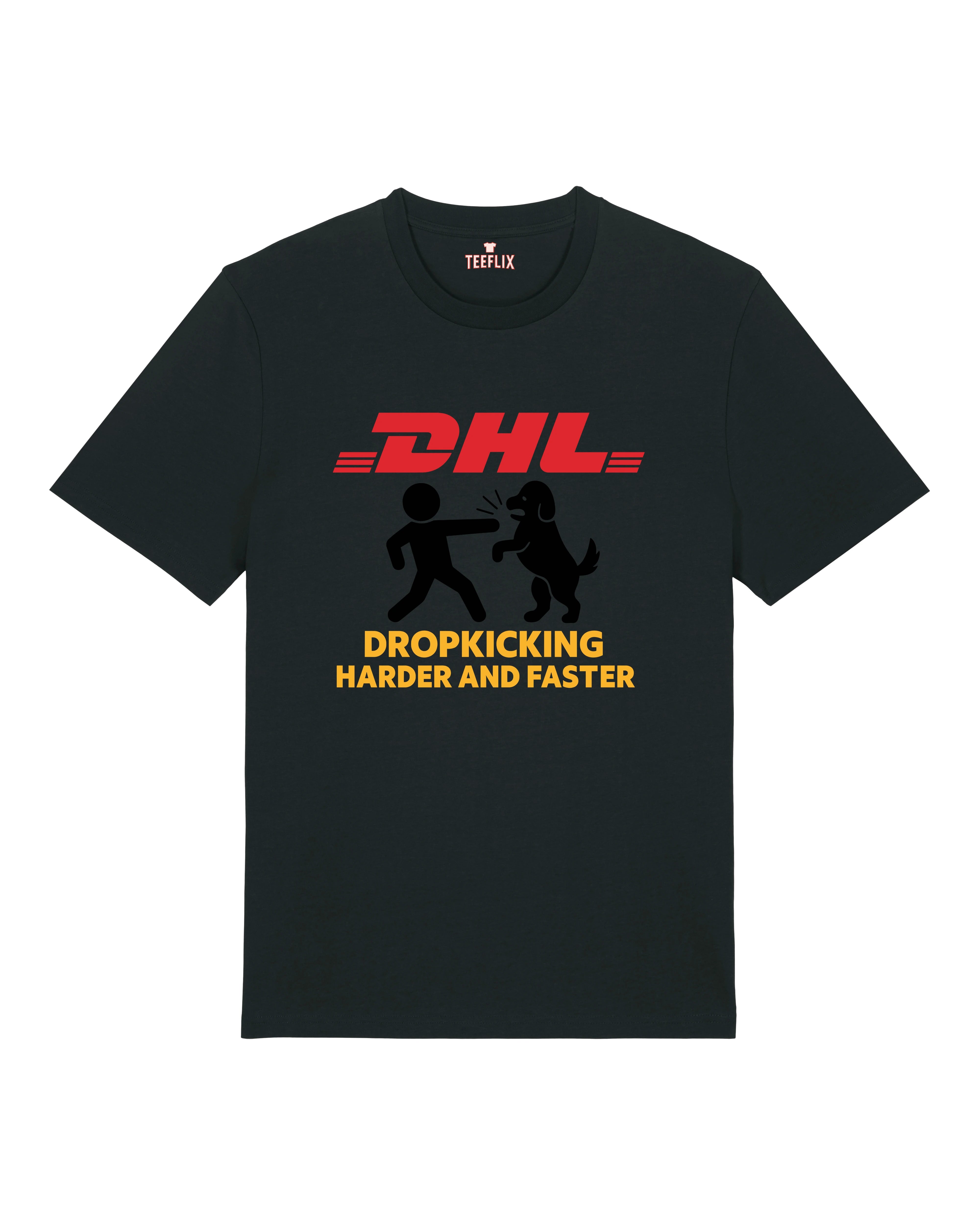 Lustiges Shirt DHL Parodie Harder Faster Schwarz – Fun Parodie T-Shirt