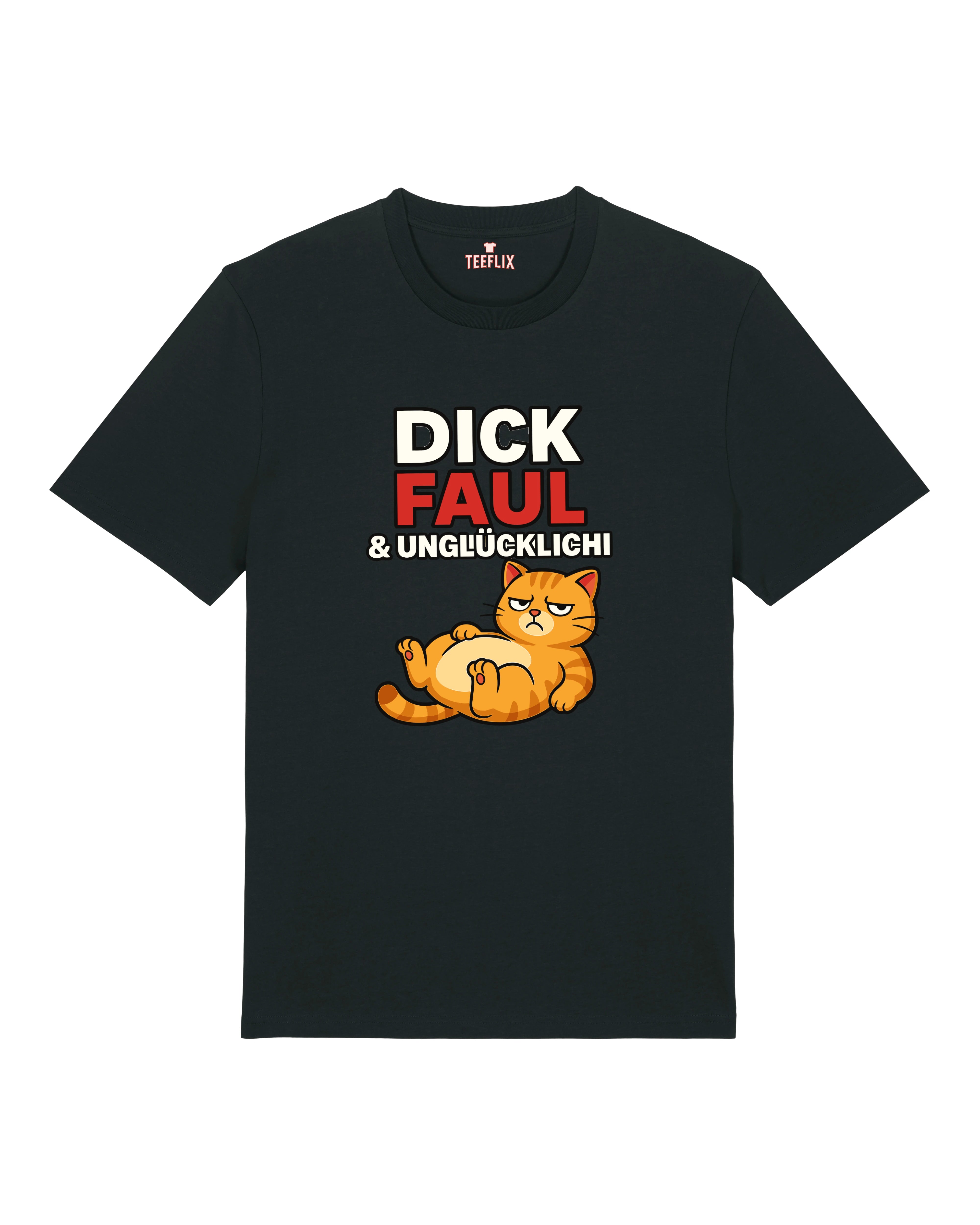 Dick Faul & Unglücklich lustiges T-Shirt Katze schwarz Statementshirt | Teeflix