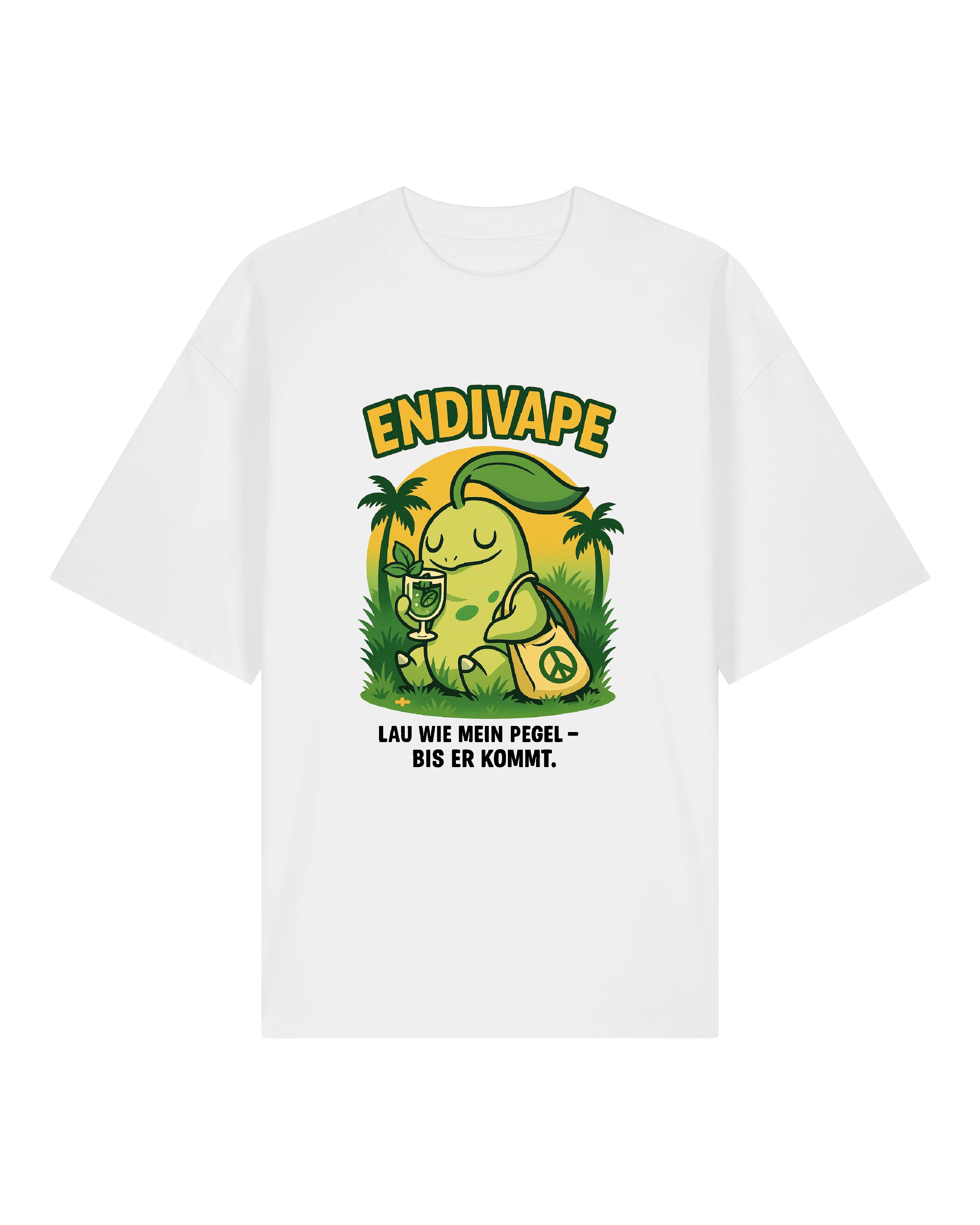 Weißes T-Shirt mit relaxendem Endivape und Sommer-Feeling