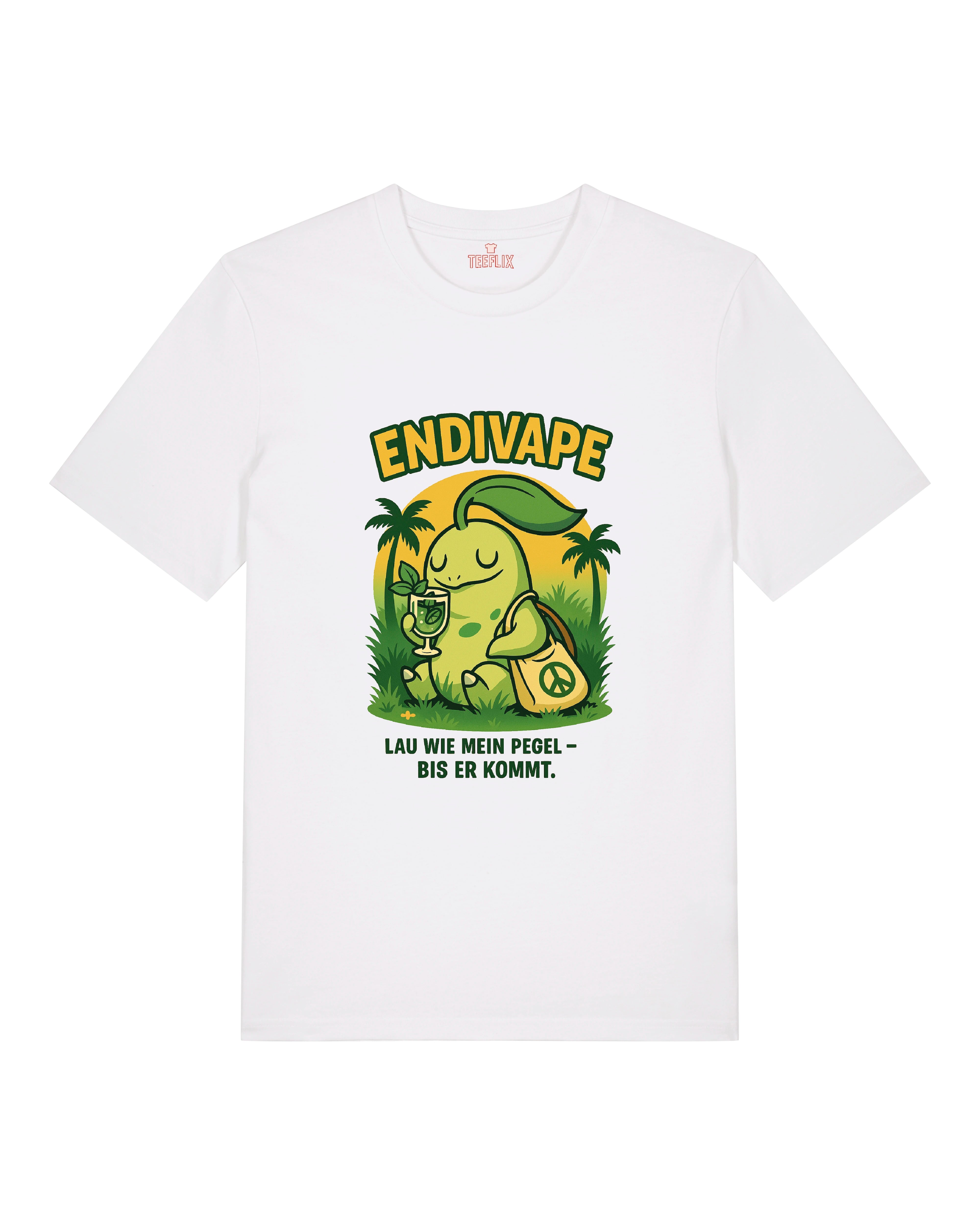 Weißes T-Shirt mit relaxendem Endivape und Sommer-Feeling