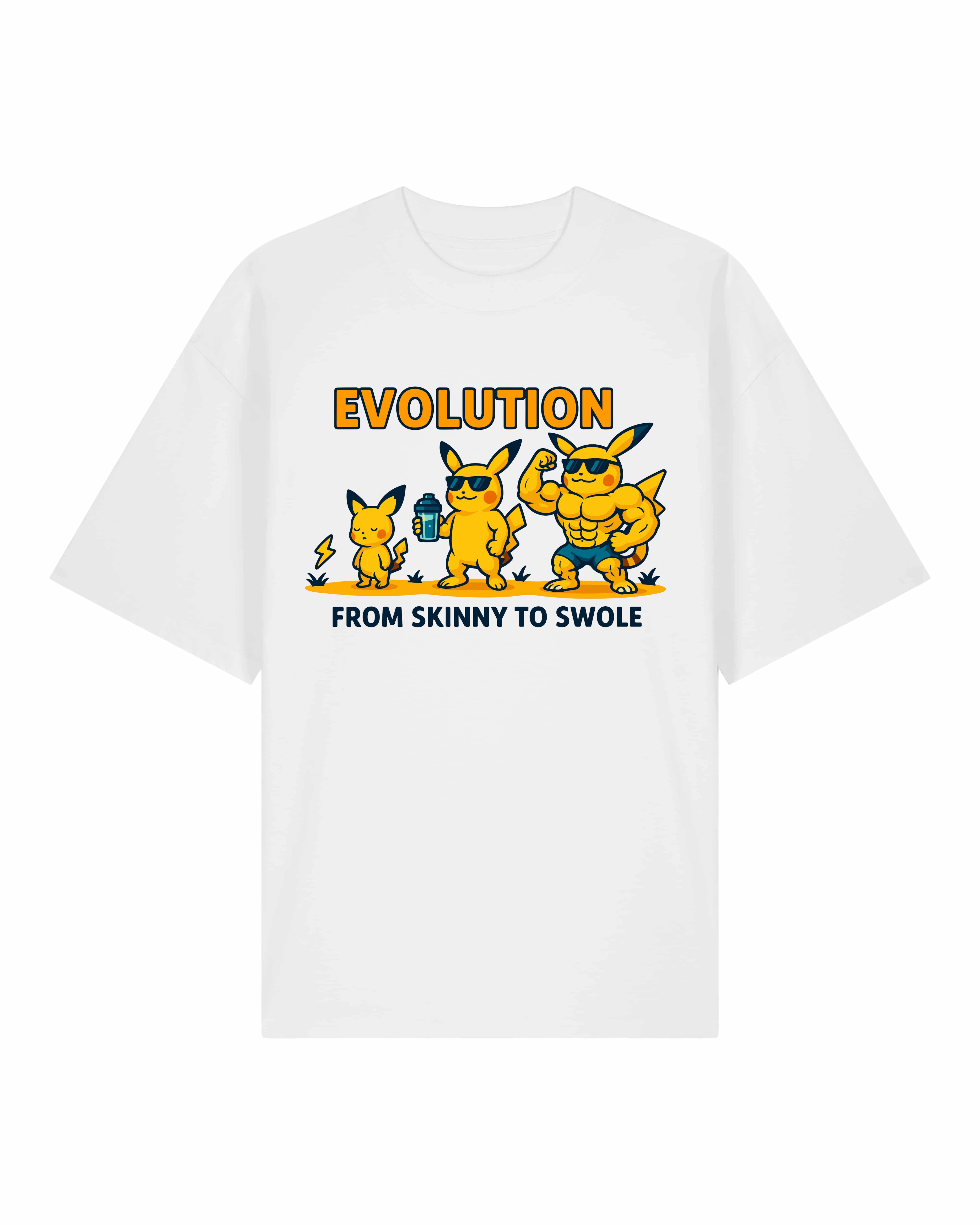 EVOLUTION Oversized Pump Cover Gym Shirt Weiß – Fun Pump Cover Shirt Herren von Teeflix