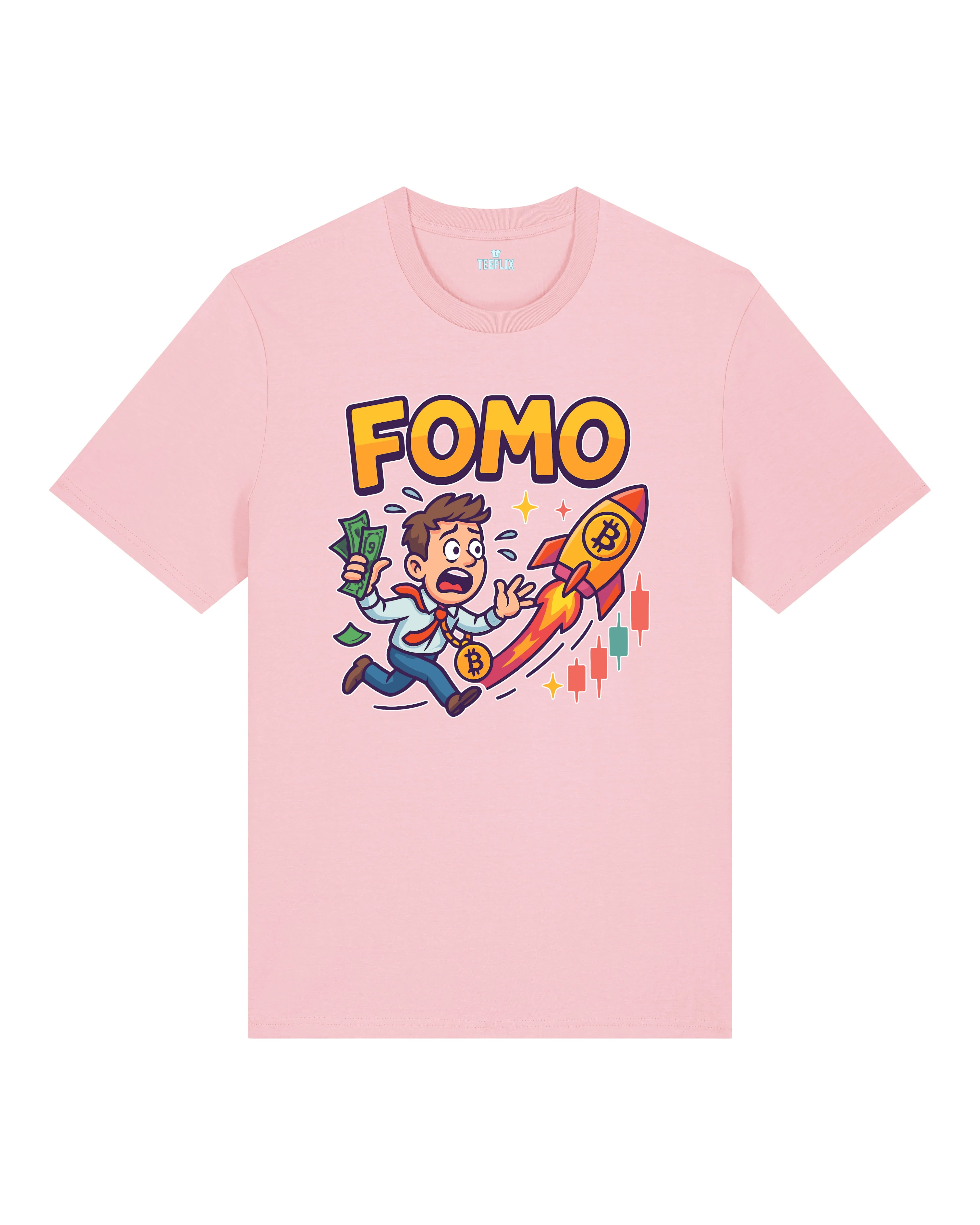 FOMO Bitcoin Rocket Crypto Shirt Rosa – Teeflix Lustiges Krypto Meme Shirt
