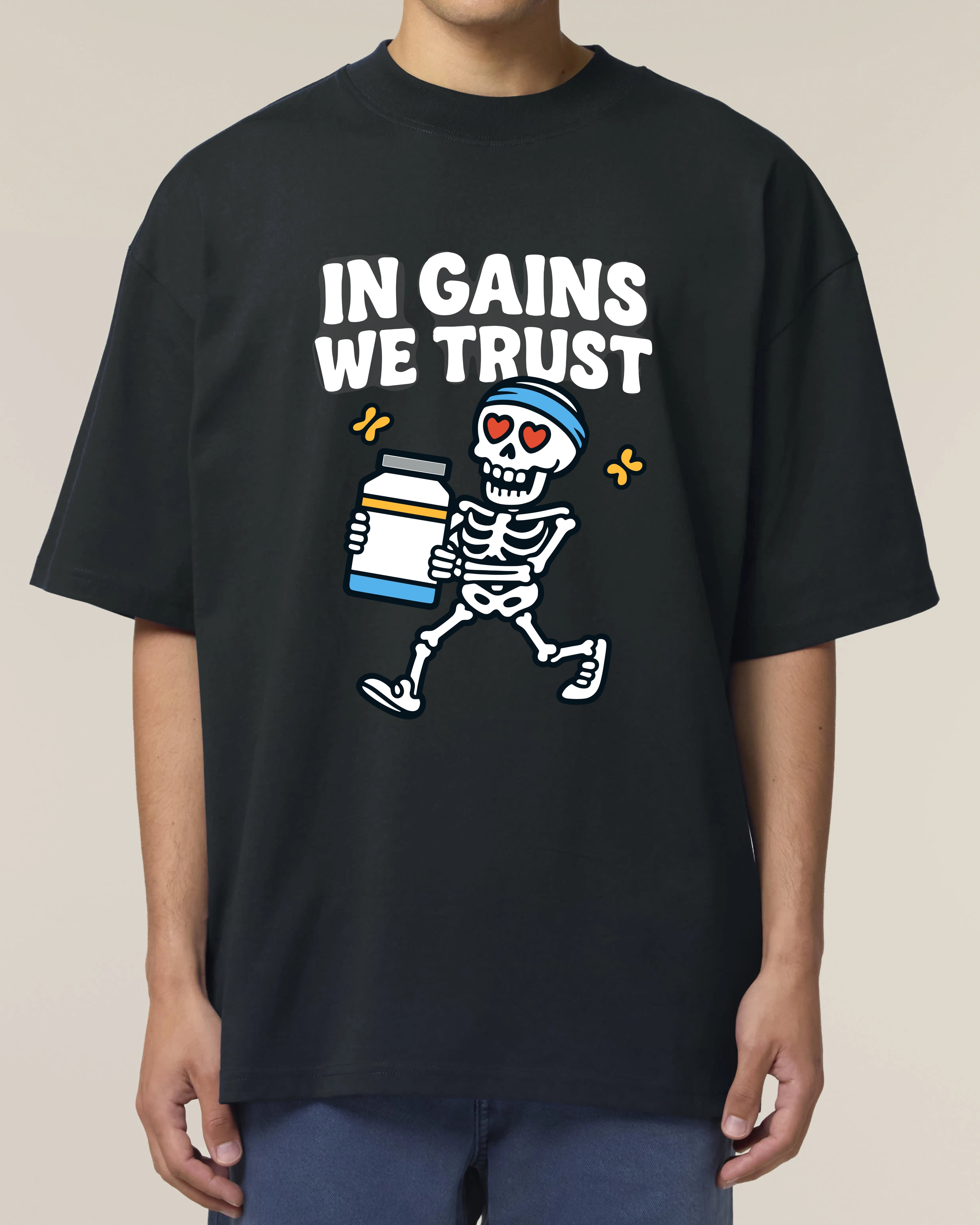 In Gains We Trust Pump Cover Oversized T-Shirt Schwarz – Teeflix Gym Wear