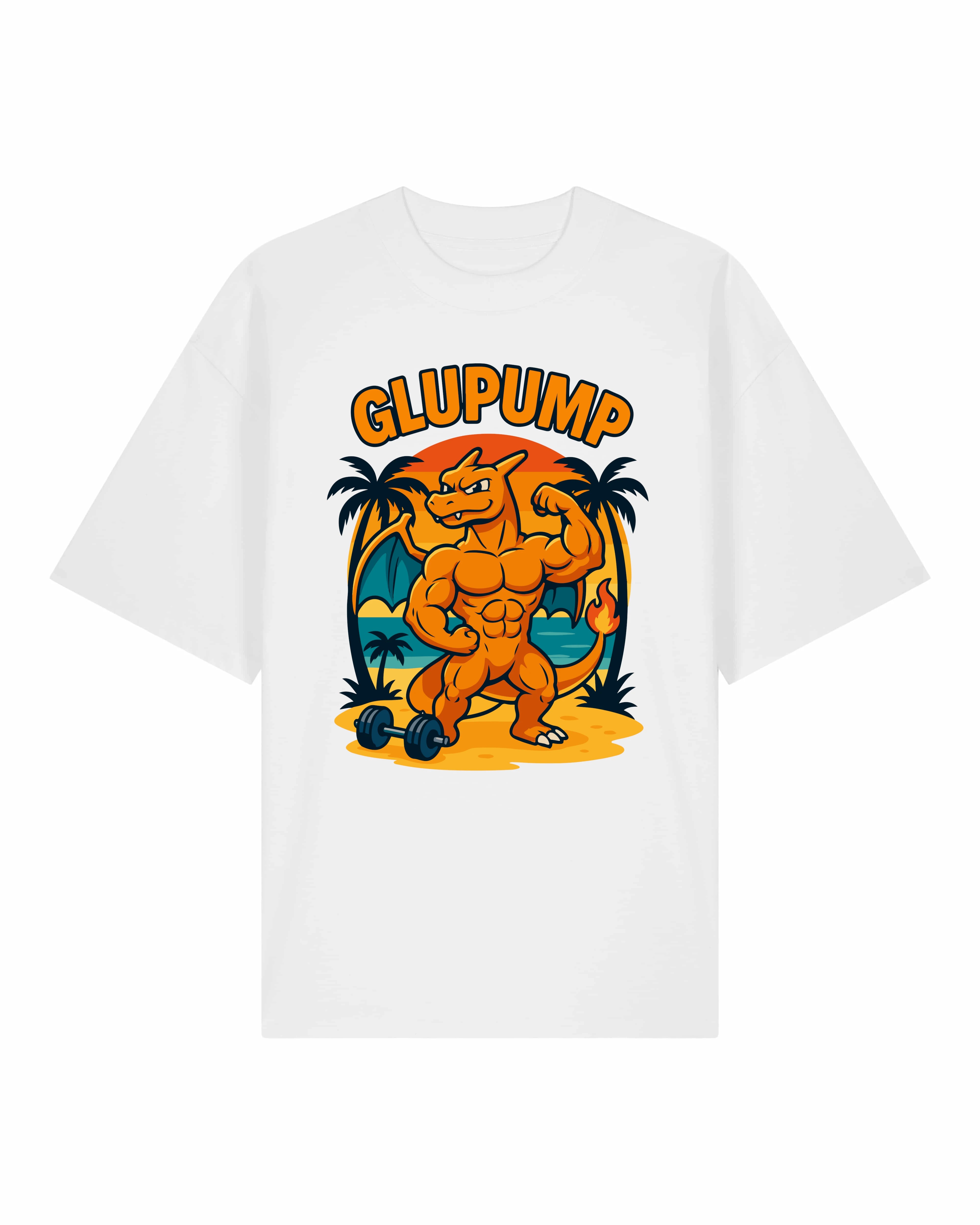 GLUPUMP Oversized Pump Cover Gym Shirt Weiß – Fitness Oversized Pump Cover Shirt von Teeflix