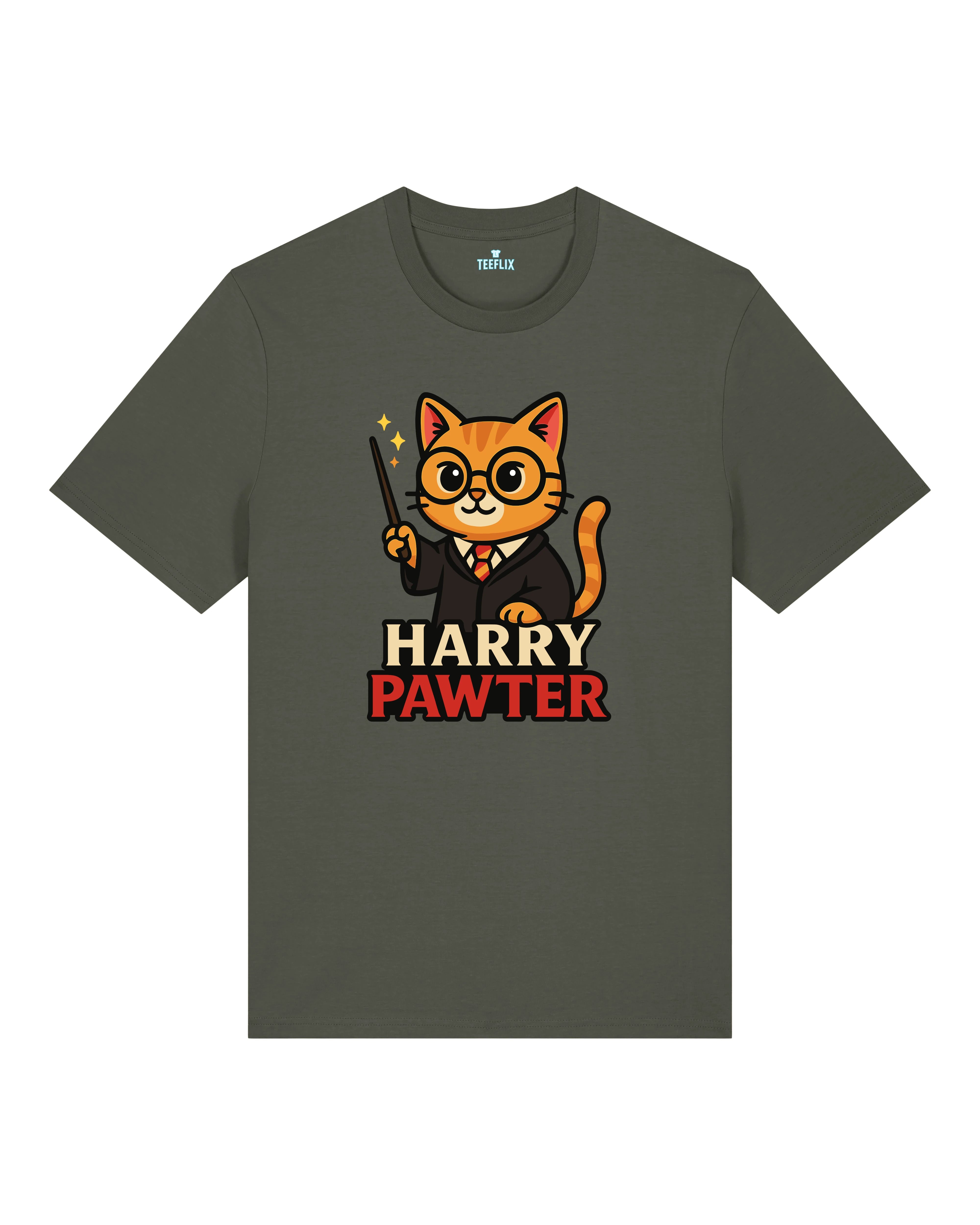 Harry Pawter Statement Shirt Katze khaki lustig | Teeflix