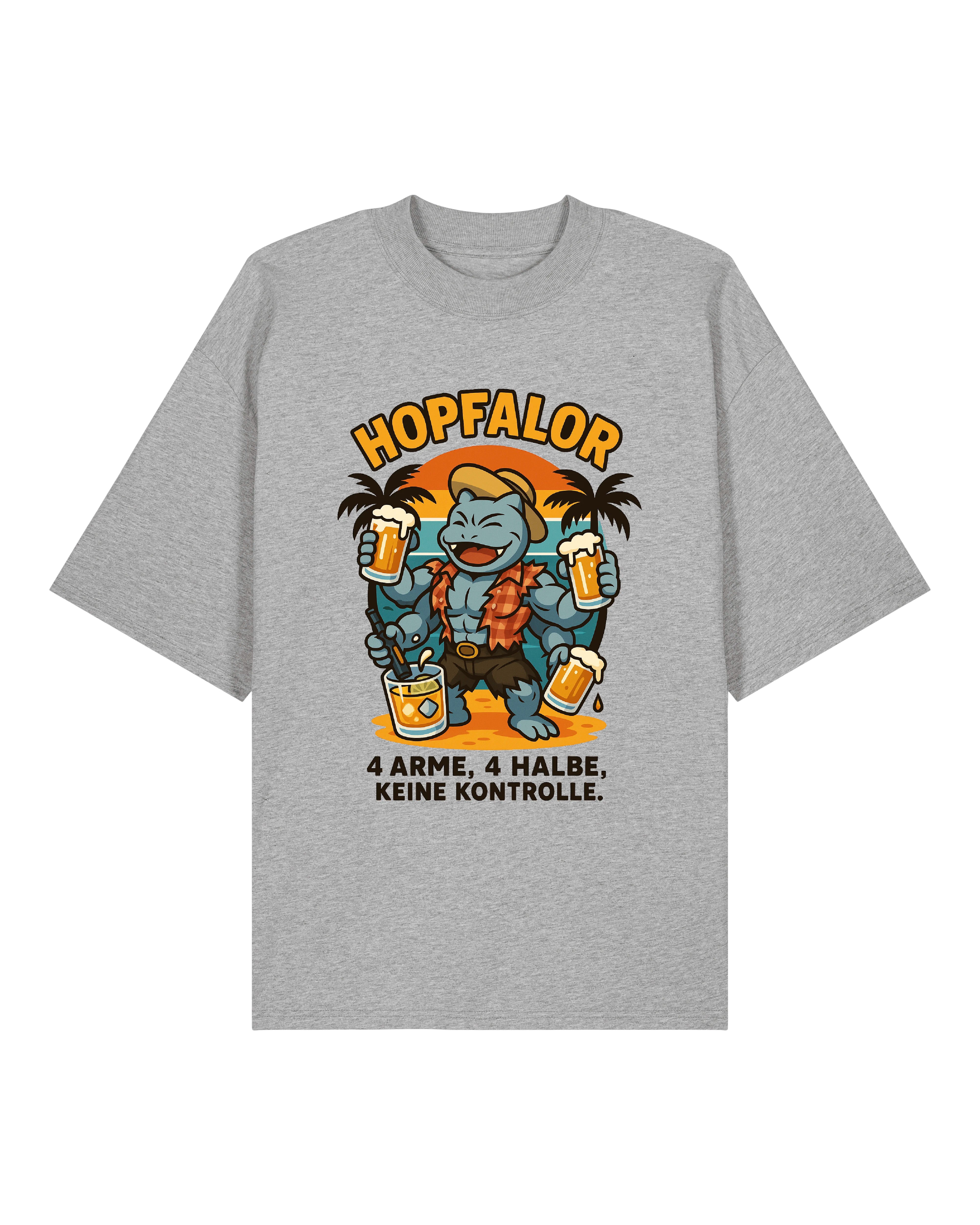 Graues T-Shirt mit Hopfalor-Motiv – witziges Bier-Shirt für Partys und Festivals