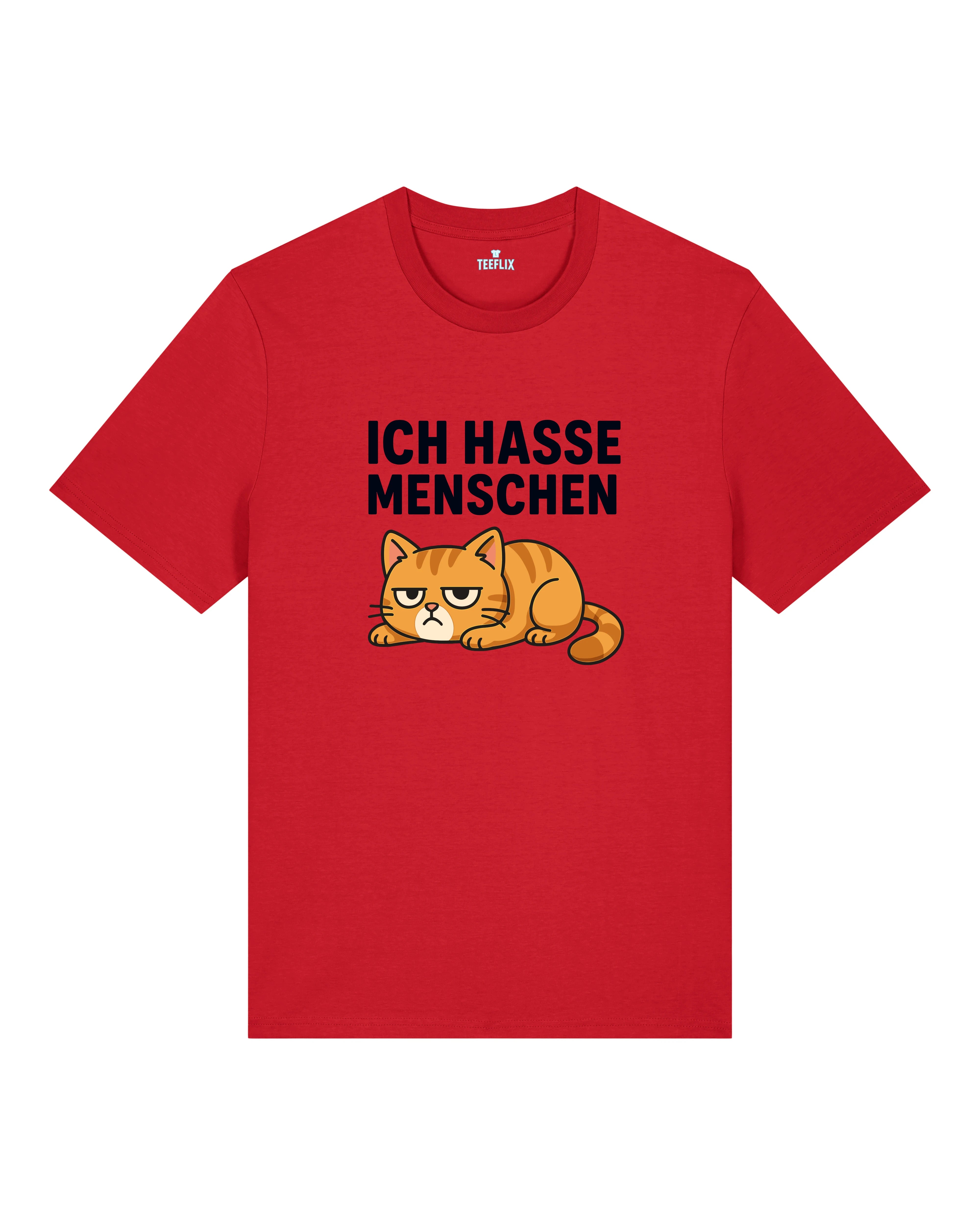Ich hasse Menschen Meme Shirt Katze rot lustiges T-Shirt | Teeflix