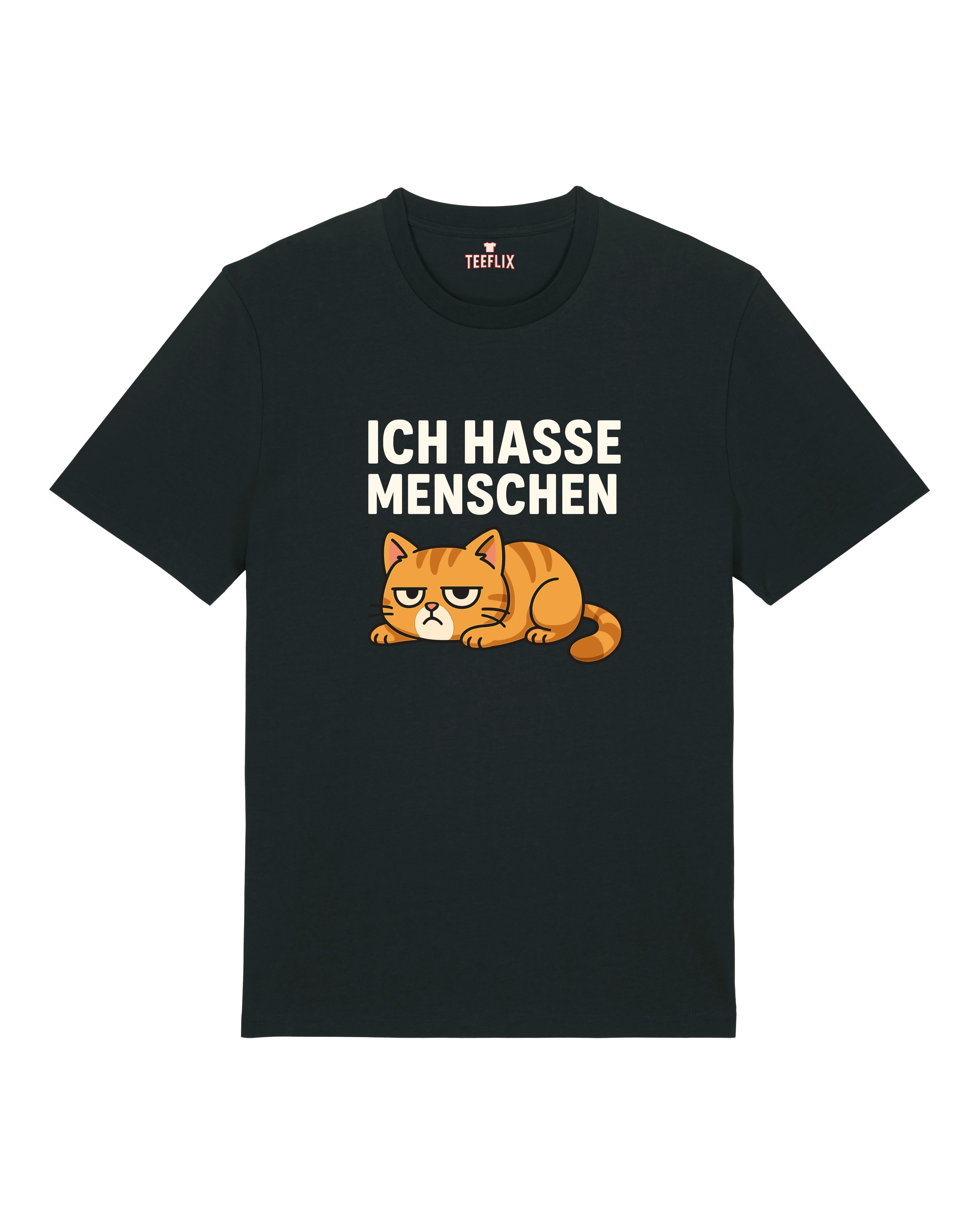 Ich hasse Menschen lustiges T-Shirt Katze schwarz Statementshirt | Teeflix
