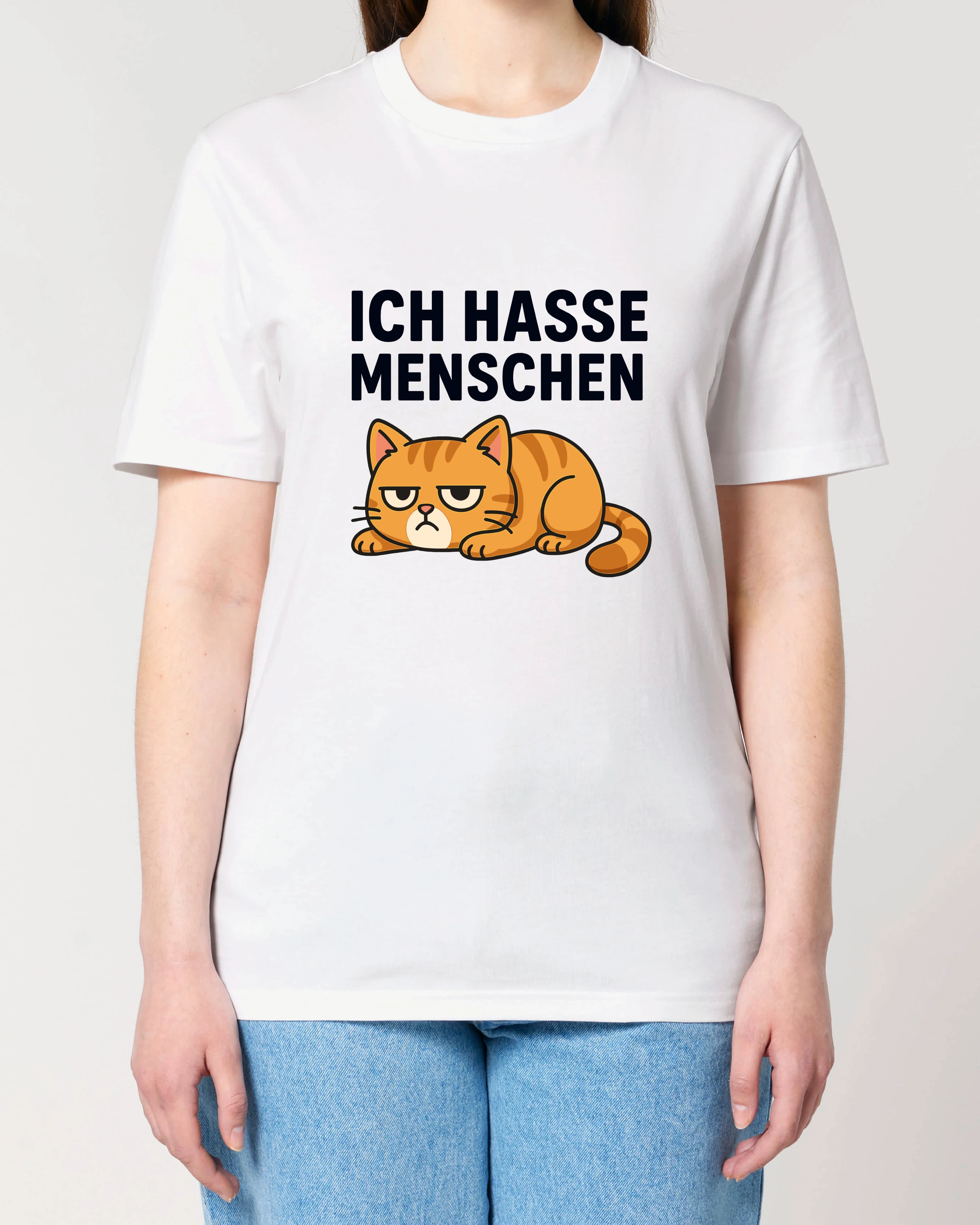 Ich hasse Menschen lustiges T-Shirt Katze weiß Damen | Teeflix