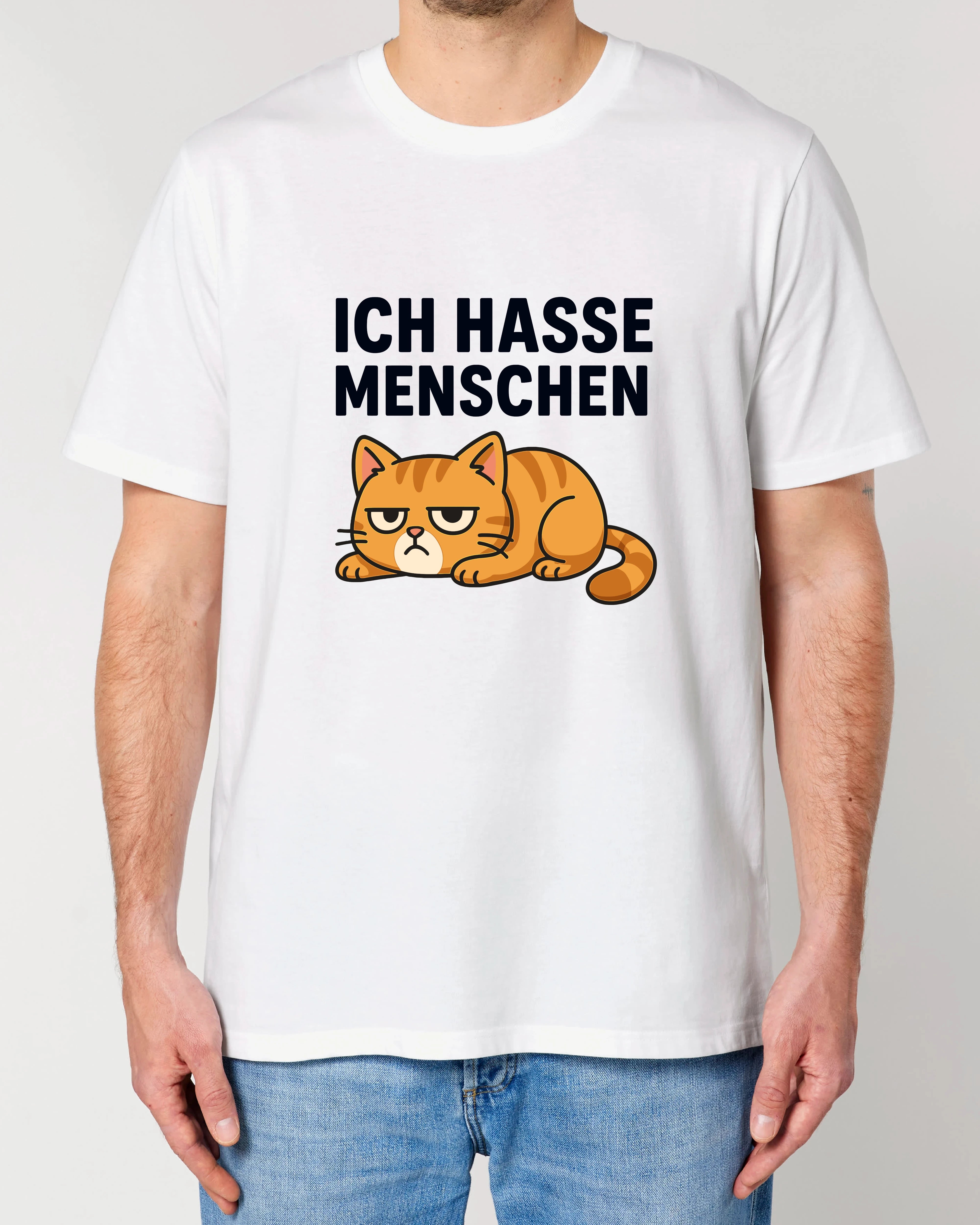 Ich hasse Menschen lustiges T-Shirt Katze weiß Herren | Teeflix