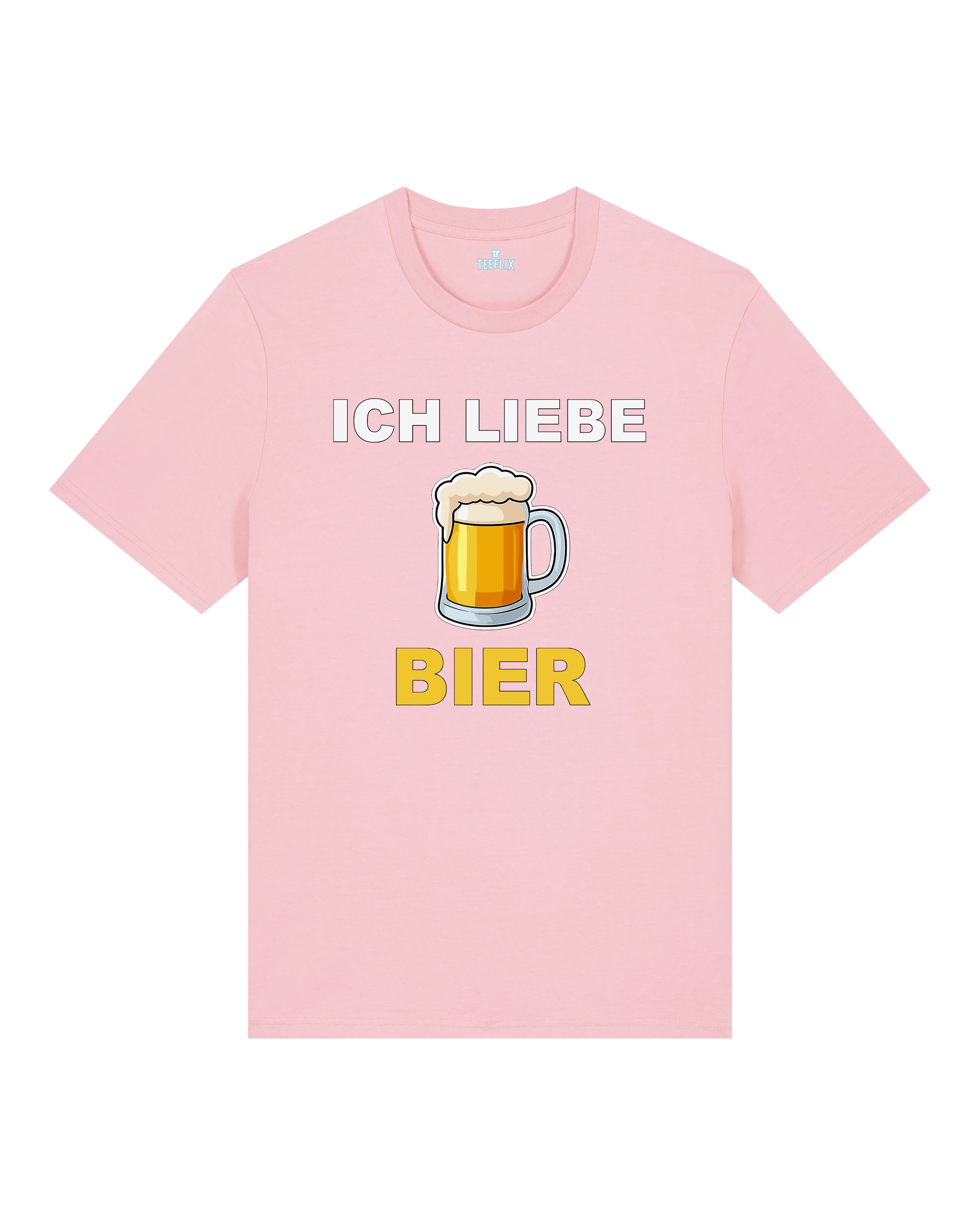 Lustiges Shirt Ich liebe Bier Pink – Damen Party T-Shirt mit Bier-Motiv