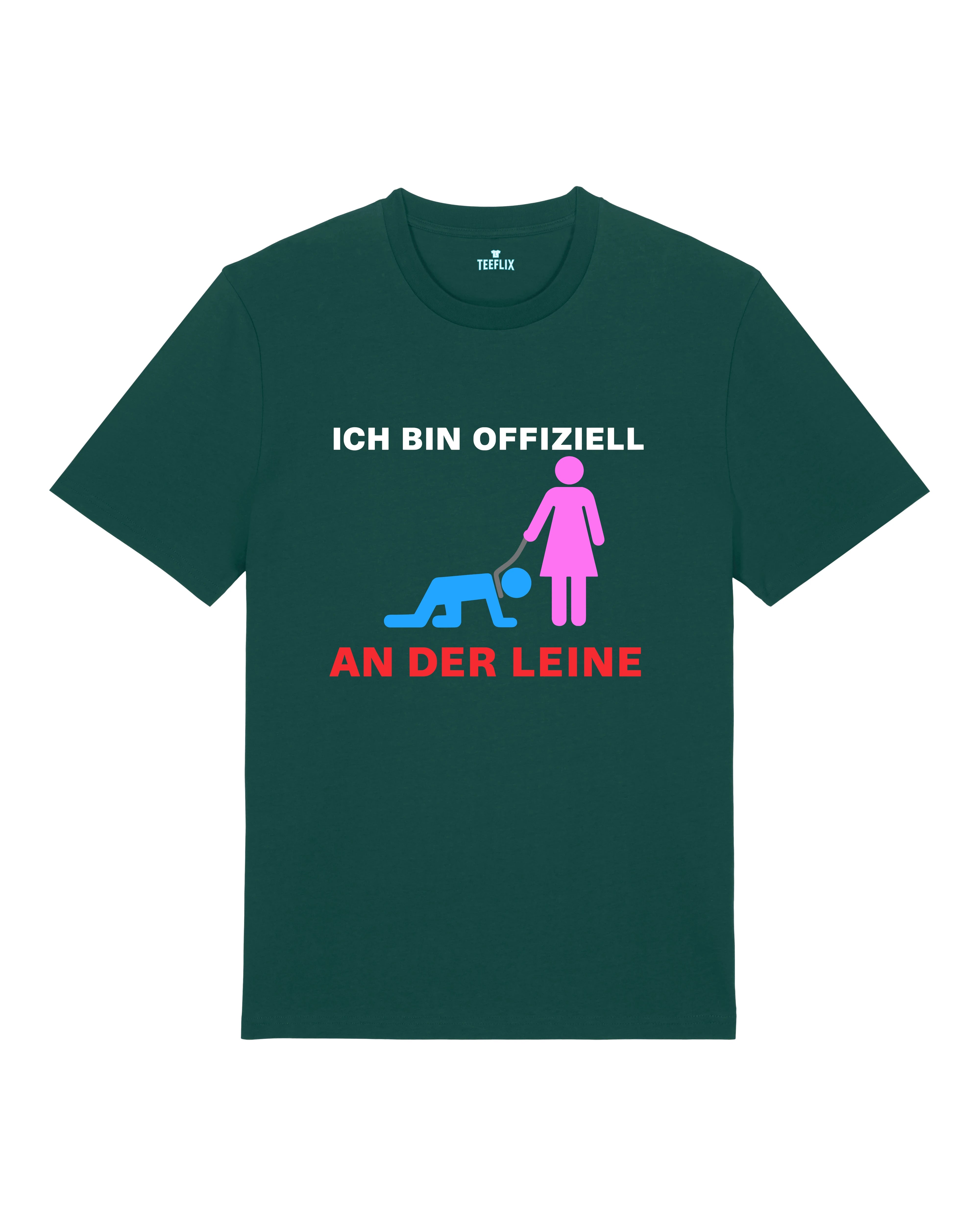 Lustiges JGA Shirt Ich bin offiziell an der Leine Grün – Junggesellenabschied Team Shirt