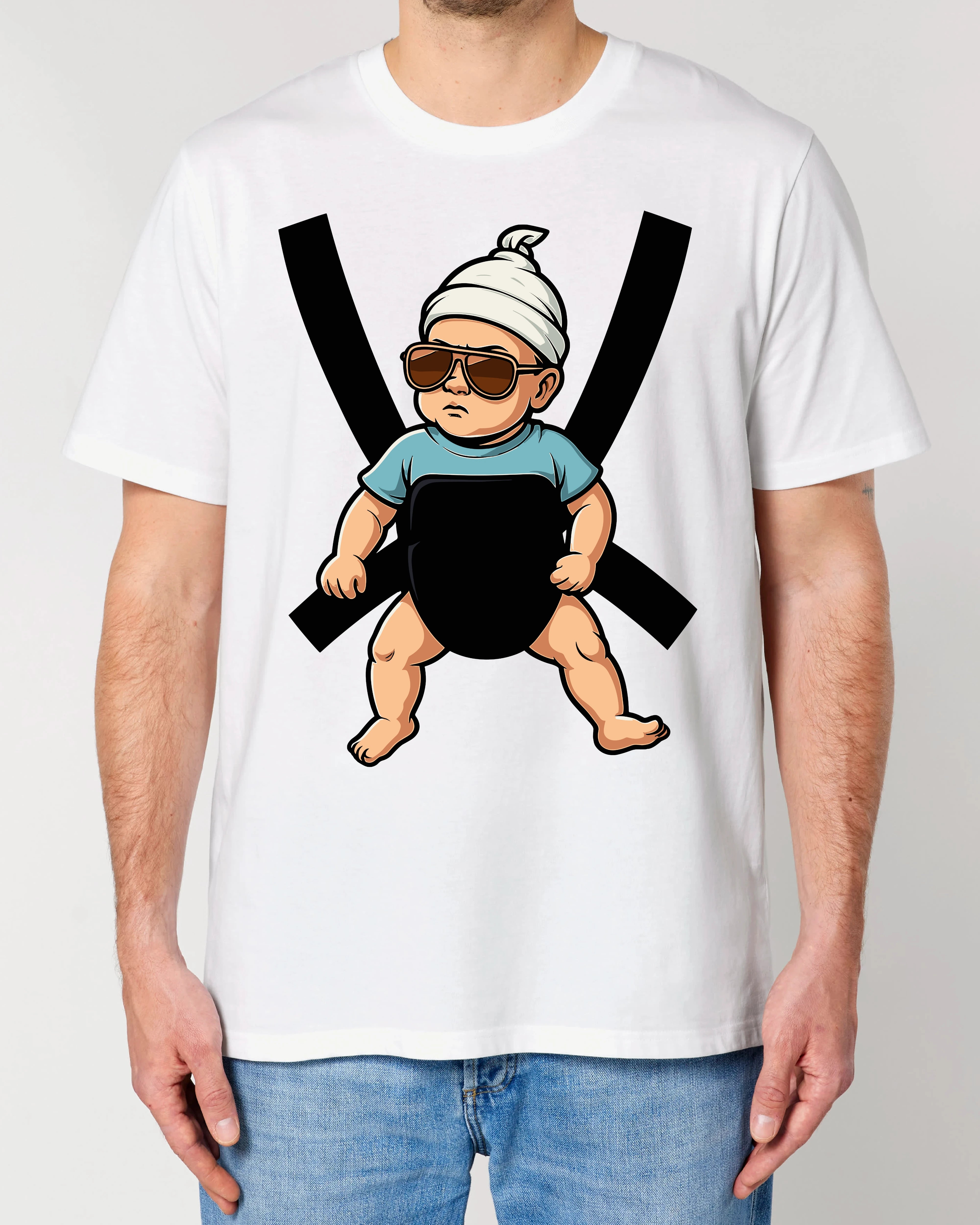 Teeflix JGA Shirt Herren in Weiß mit Hangover Baby Motiv, Unisex Normal, 100% Bio-Baumwolle
