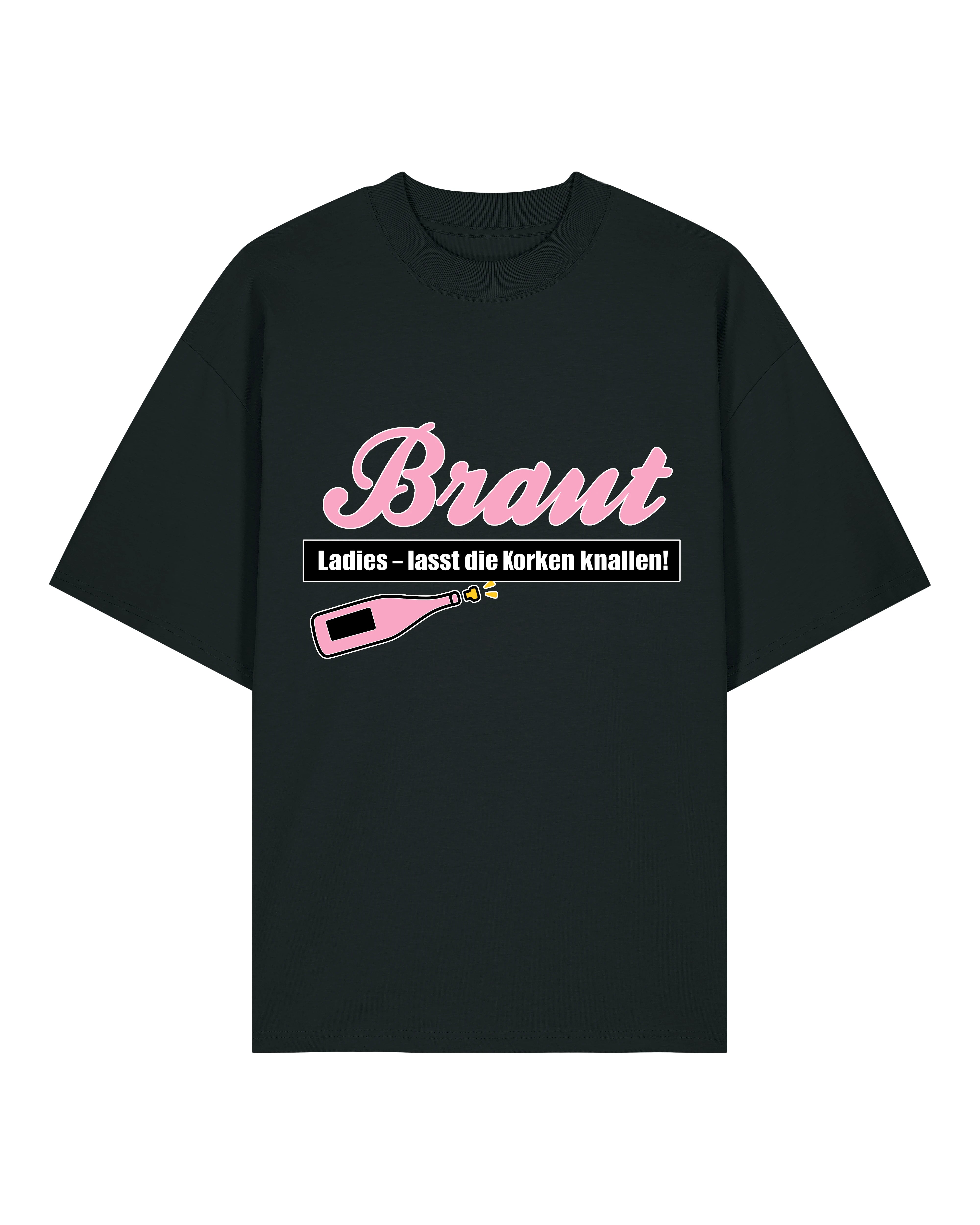 JGA T-Shirt Braut in Schwarz, Oversized Fit, Bio-Baumwolle, Teeflix