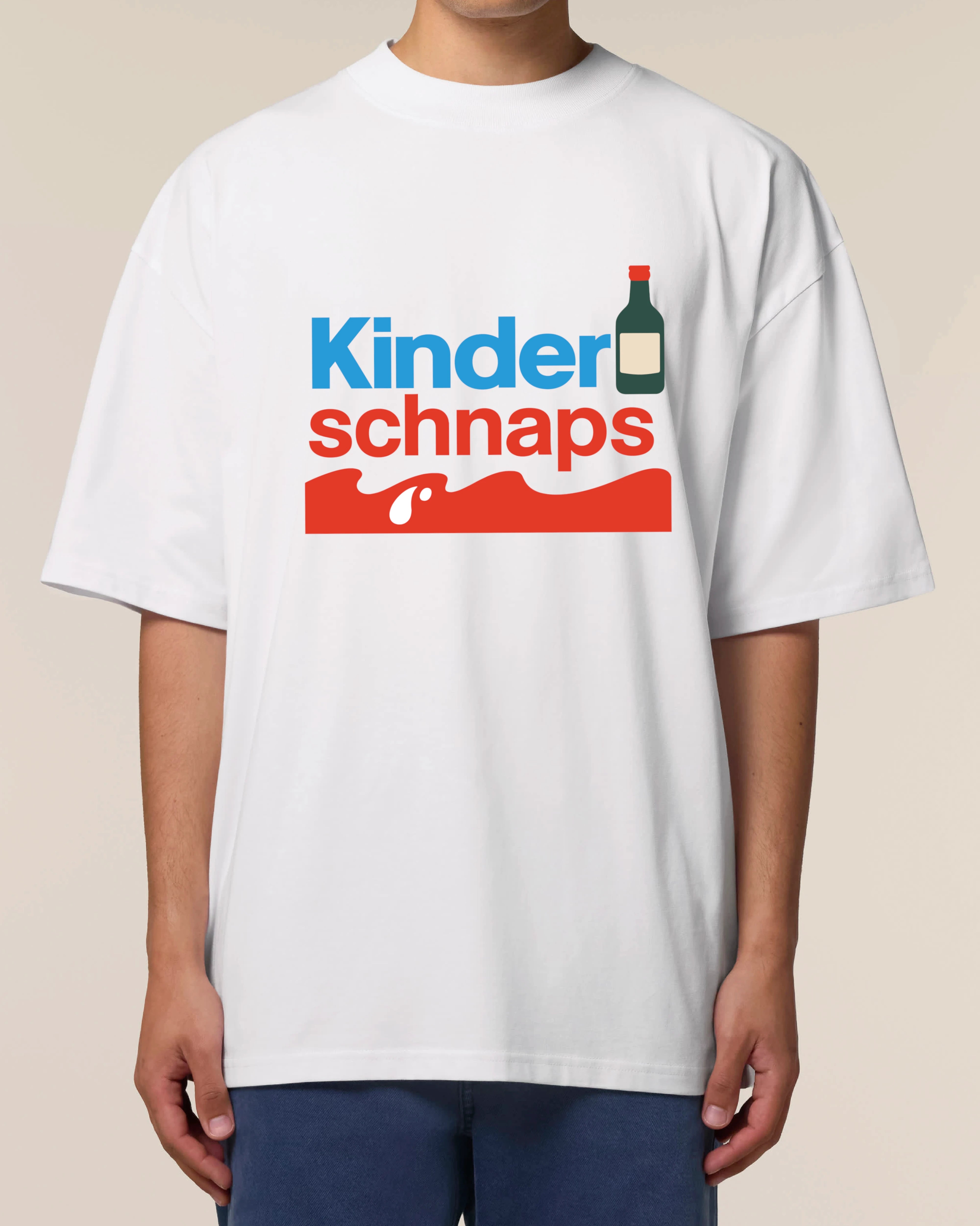 Kinderschnaps Oversized Shirt Weiß – Lustiges Oversized Parodie Shirt