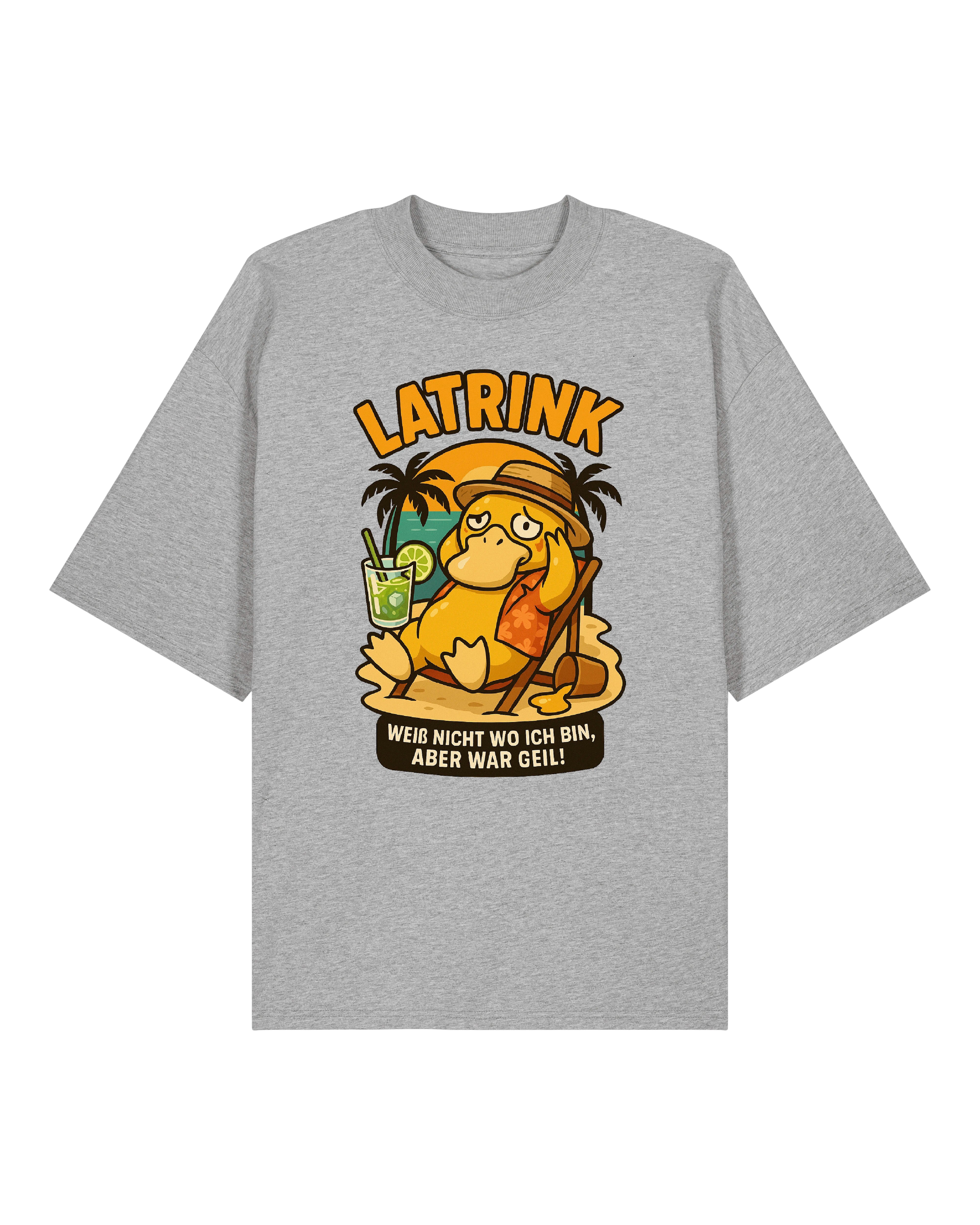 LATRINK Shirt Grau – Lustiges Design mit Ente im Liegestuhl. Chilliger Look mit Statement.