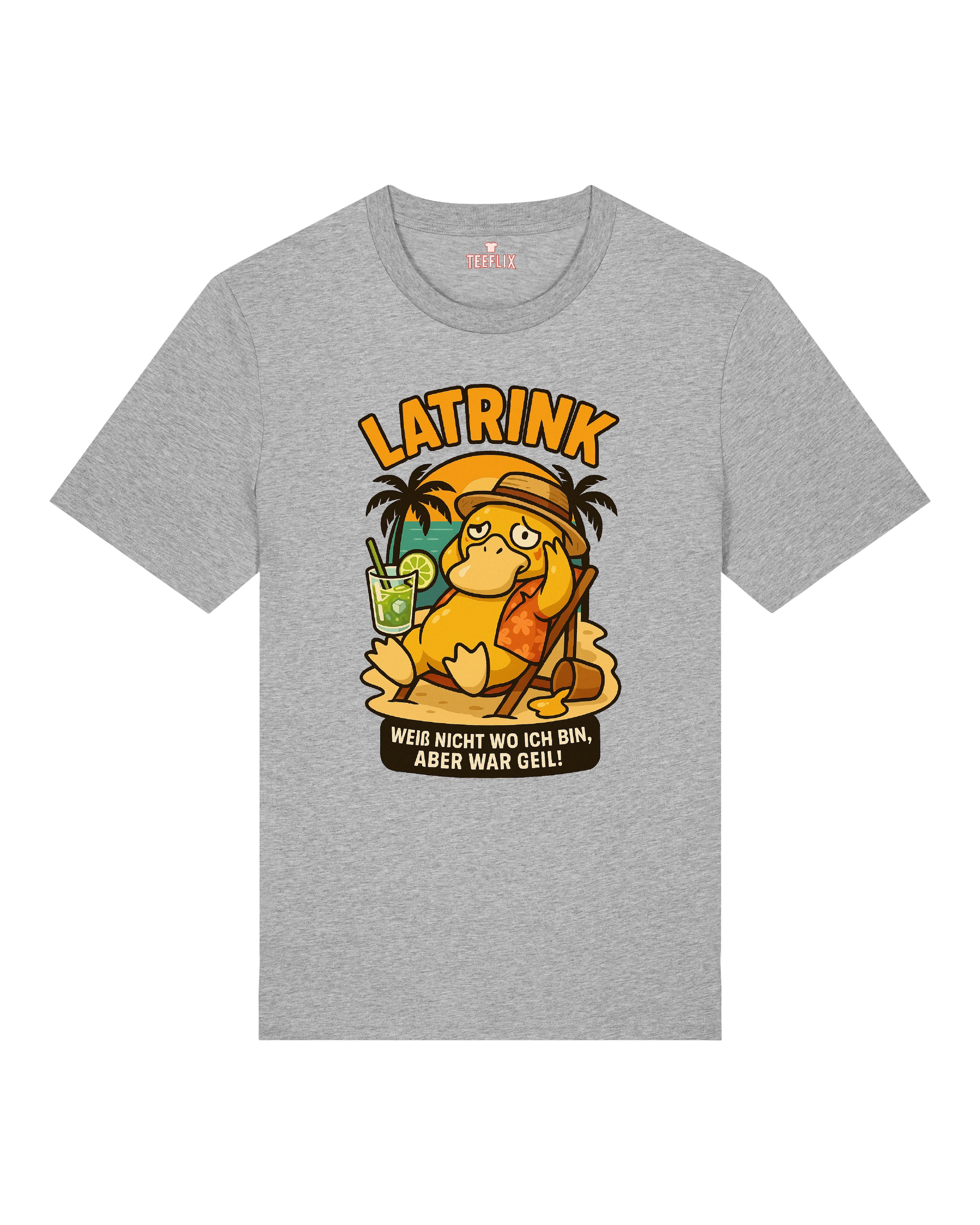 LATRINK Shirt Grau – Lustiges Design mit Ente im Liegestuhl. Chilliger Look mit Statement.