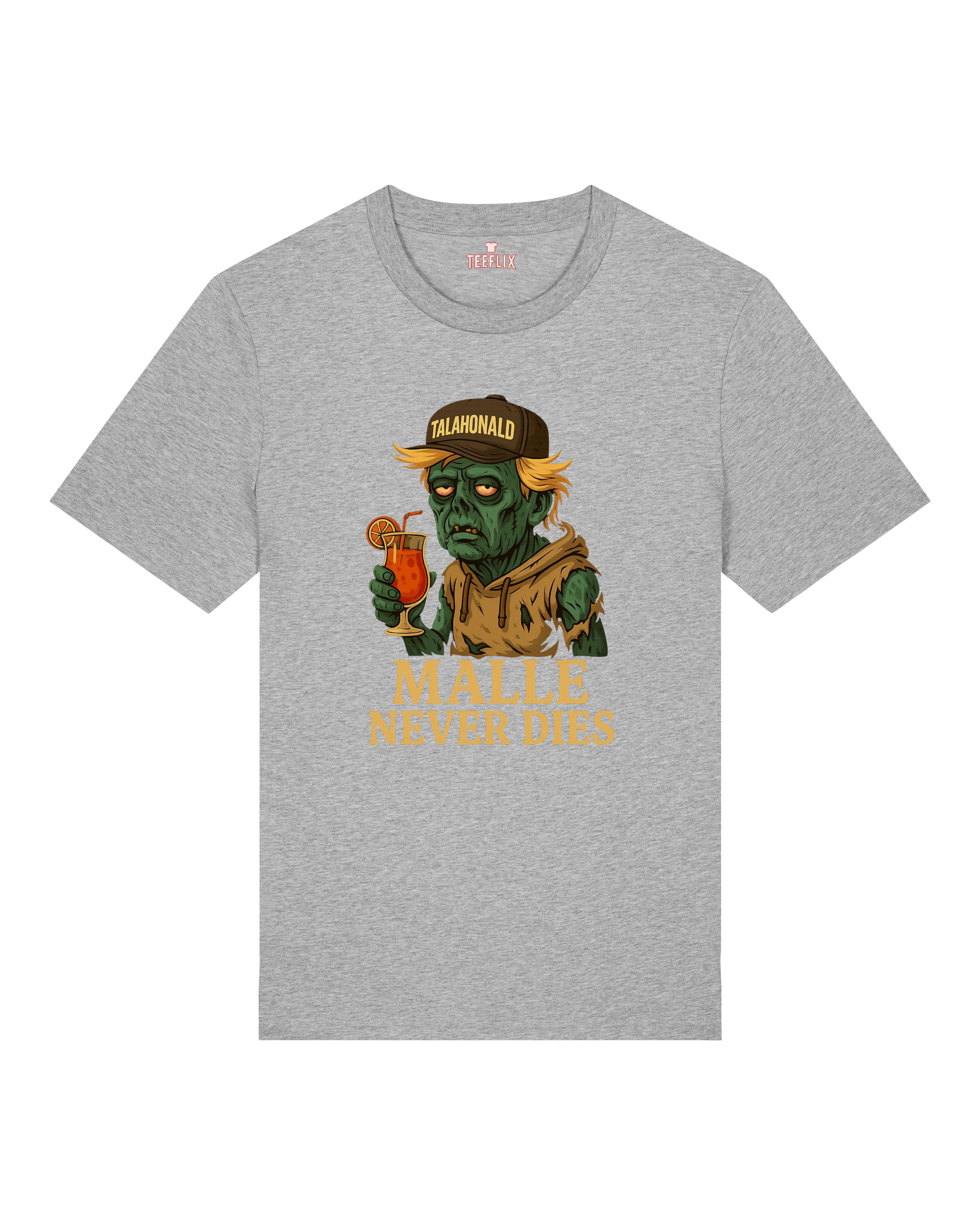 Witziges T-Shirt für Malle-Fans – Zombie Design – Grau – Teeflix