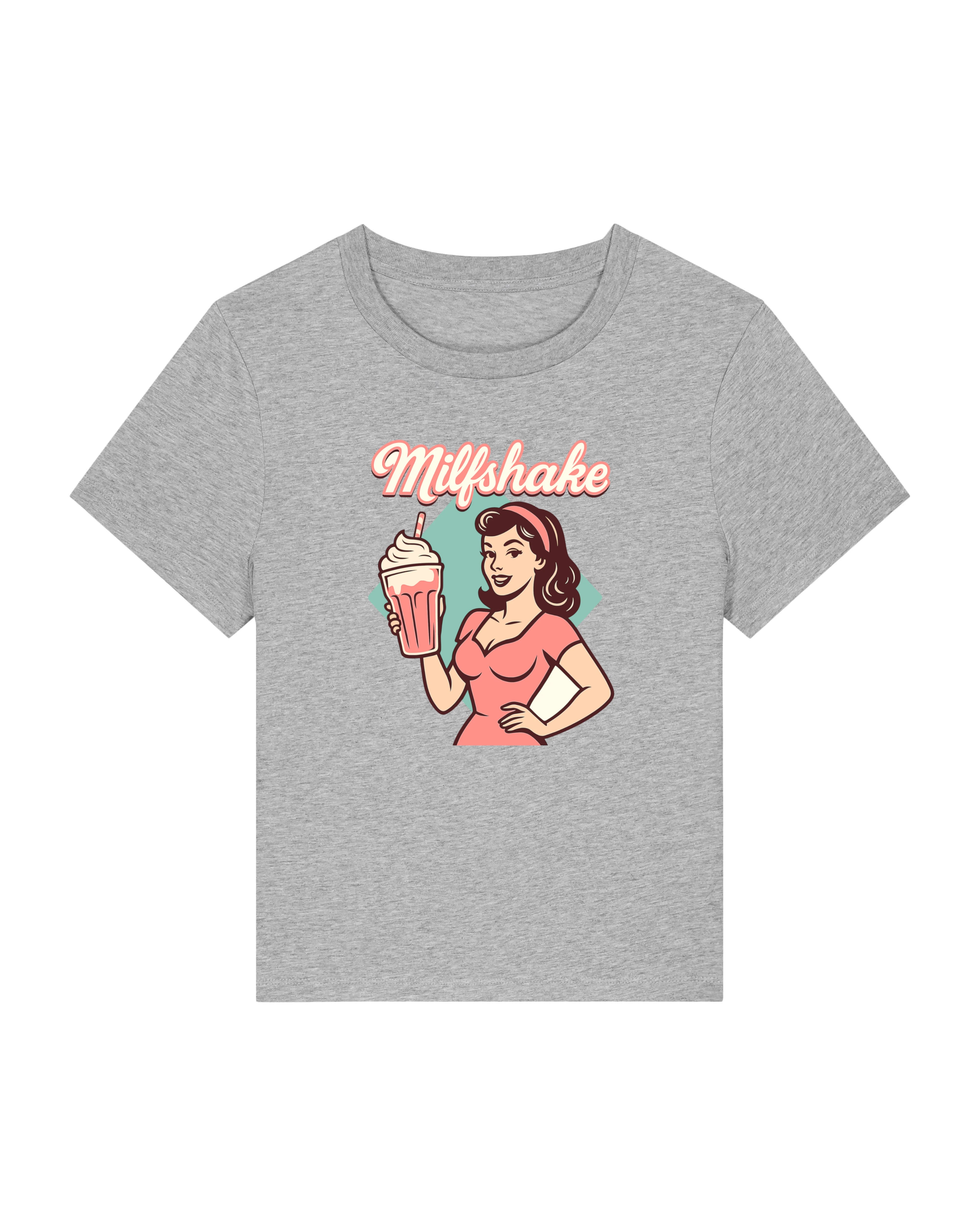 Milfshake T-Shirt grau – lustiges Statement Shirt mit Retro Grafik