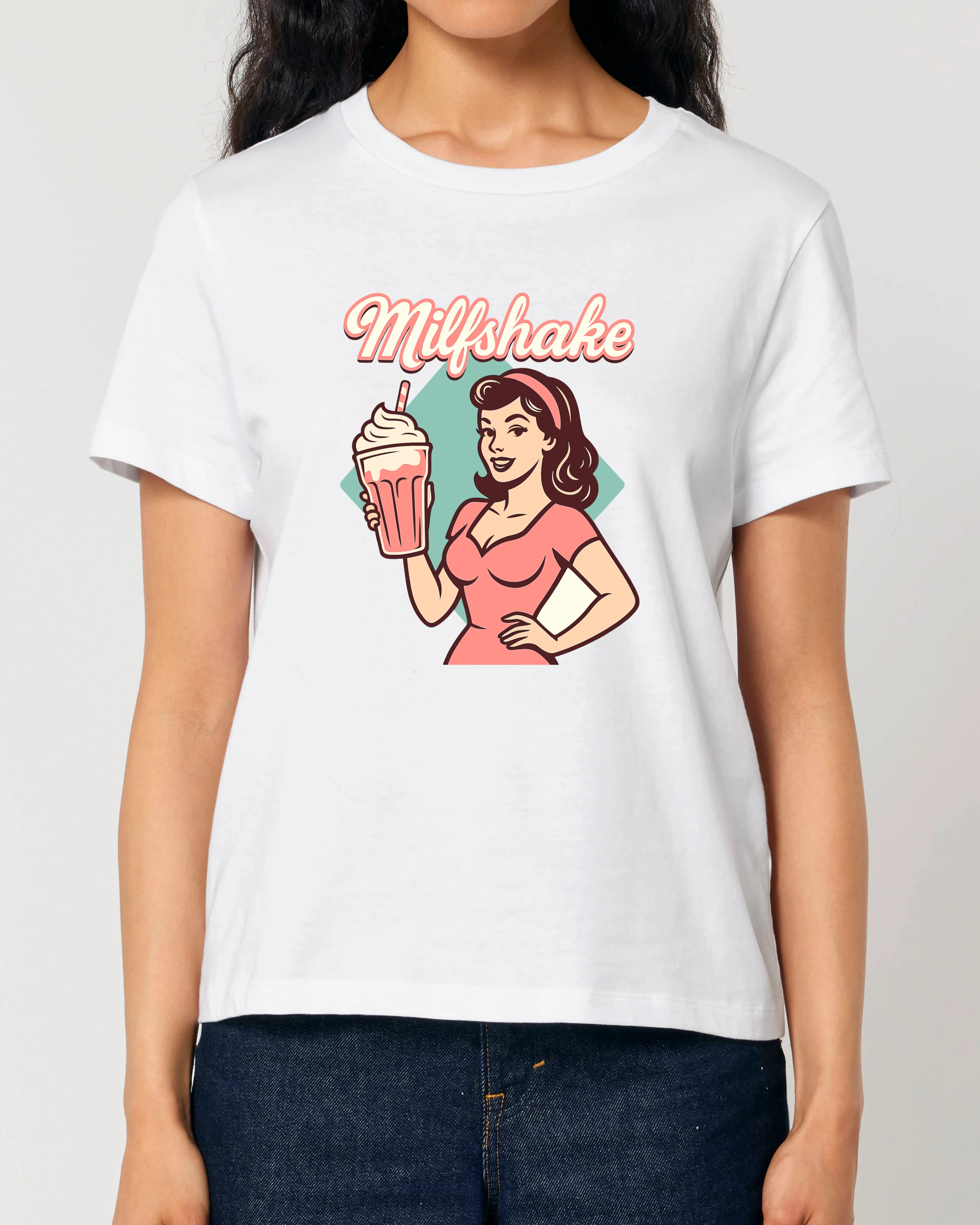 Milfshake T-Shirt weiß – lustiges Retro Shirt im Vintage Design