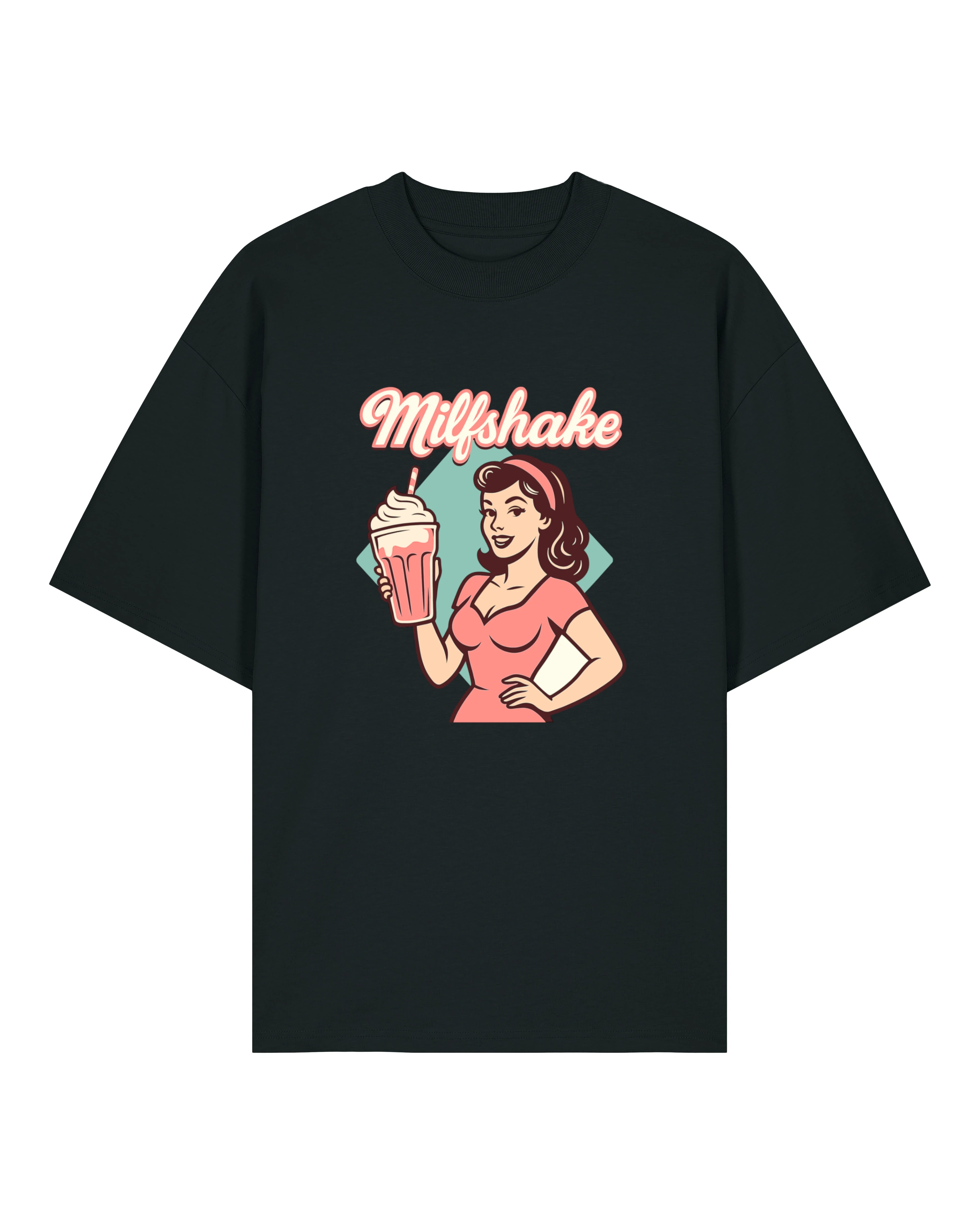 Witziges Milfshake T-Shirt in Schwarz – Funshirt im Retro-Design von Teeflix