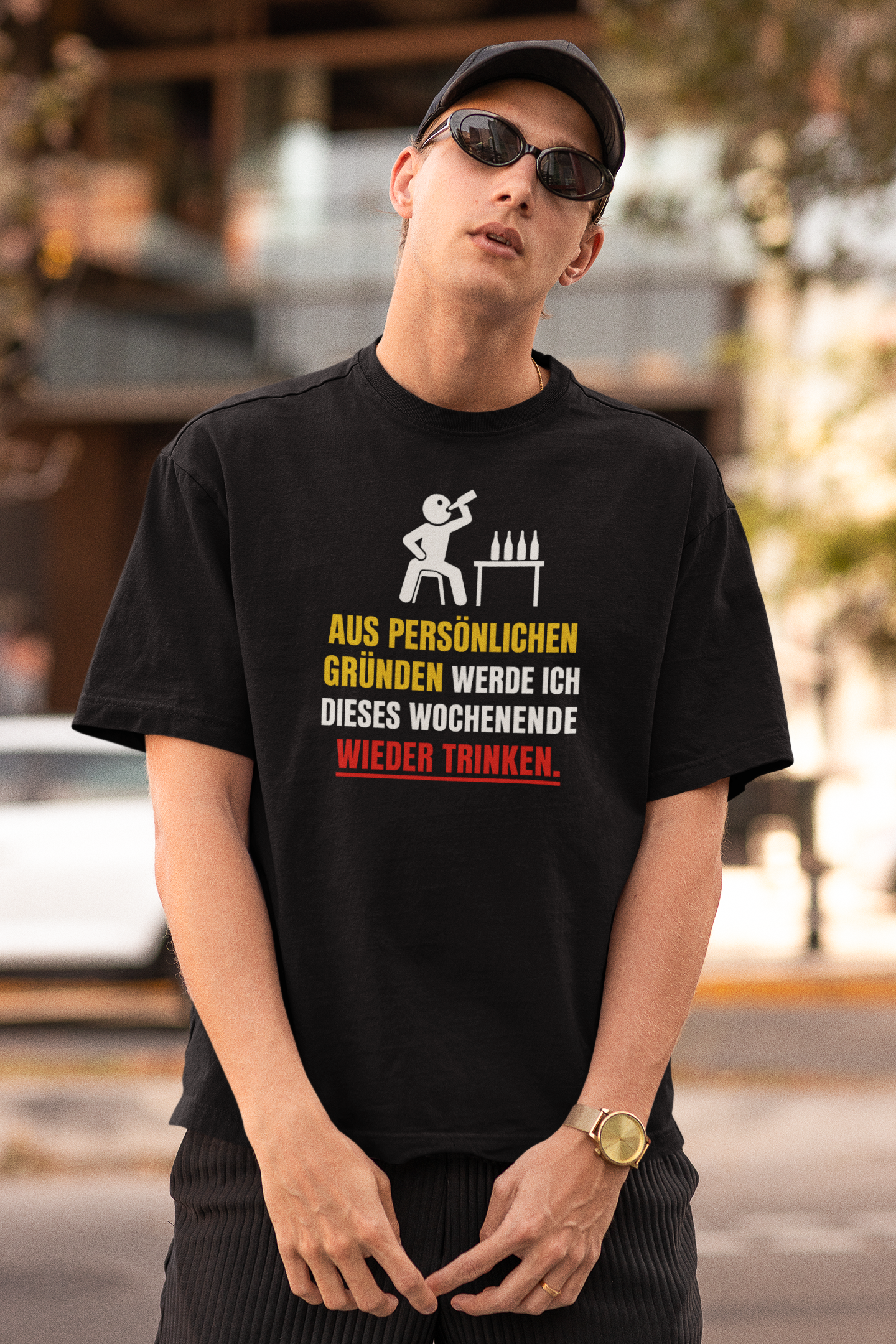 Aus persönlichen Gründen Saufen Oversized Shirt