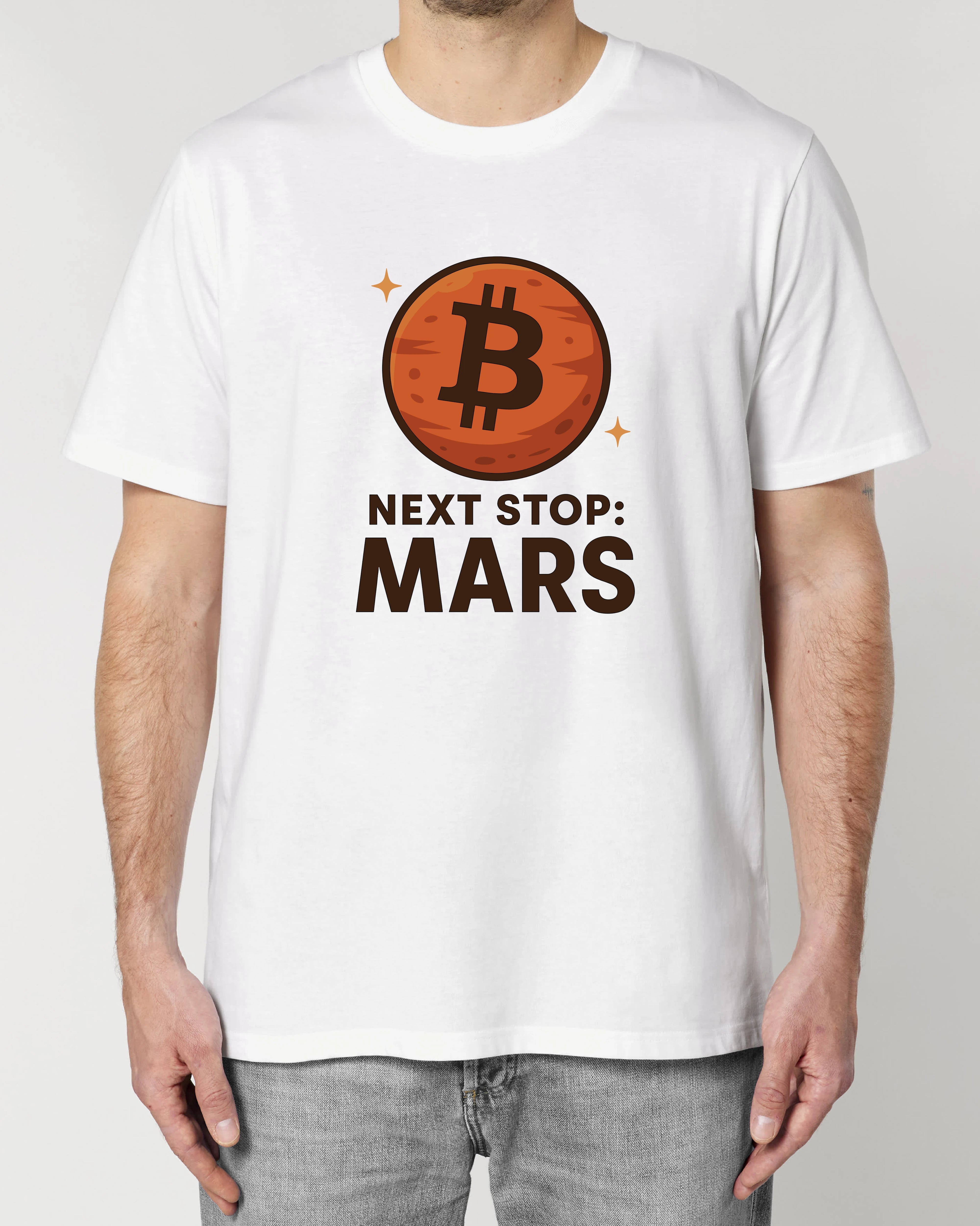 Next Stop: Mars Premium Unisex Shirt in Weiß – Bitcoin Motiv | Teeflix