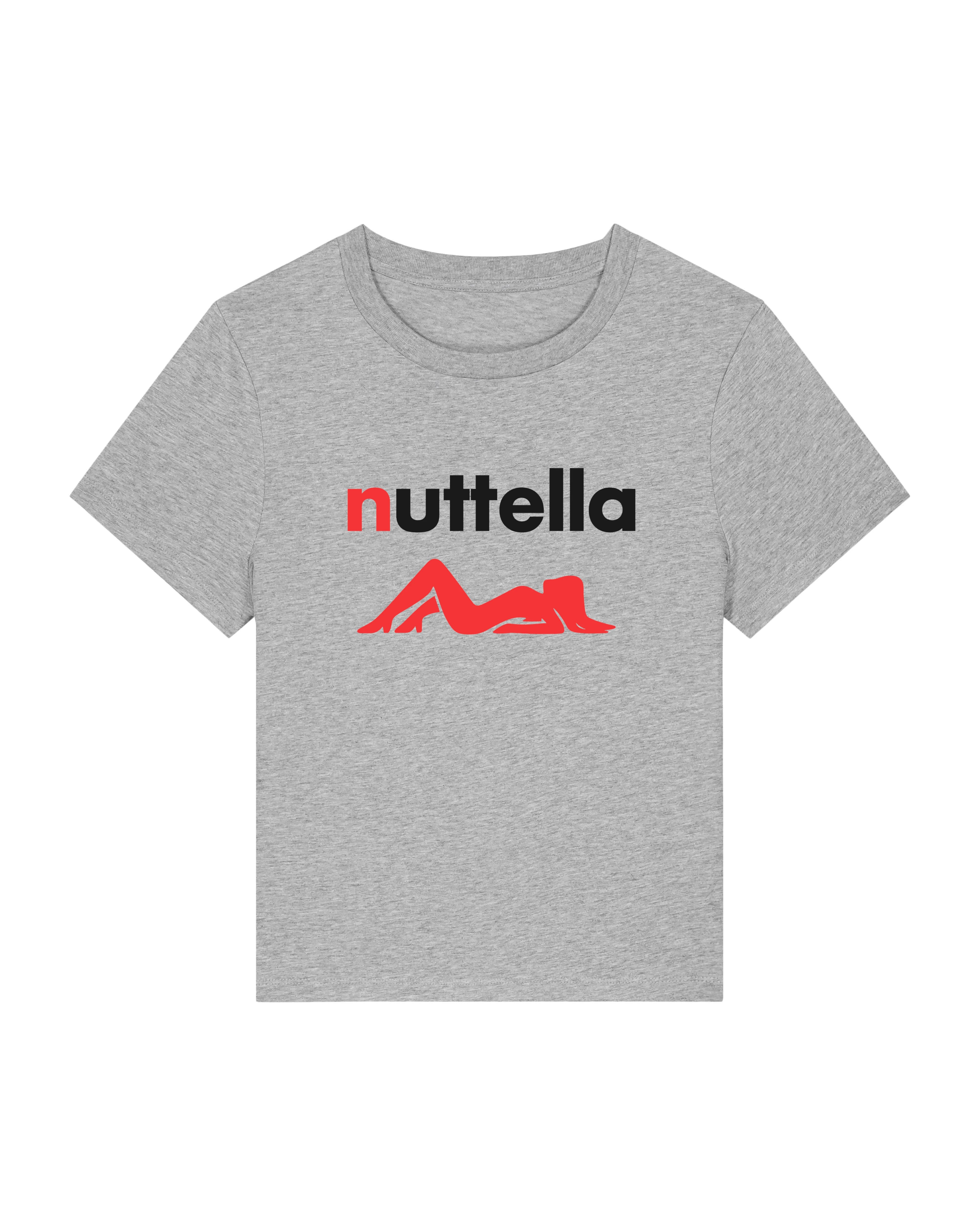 Nutella Shirt in Grau mit rotem Motiv – Lustiges T-Shirt mit sexy Silhouette