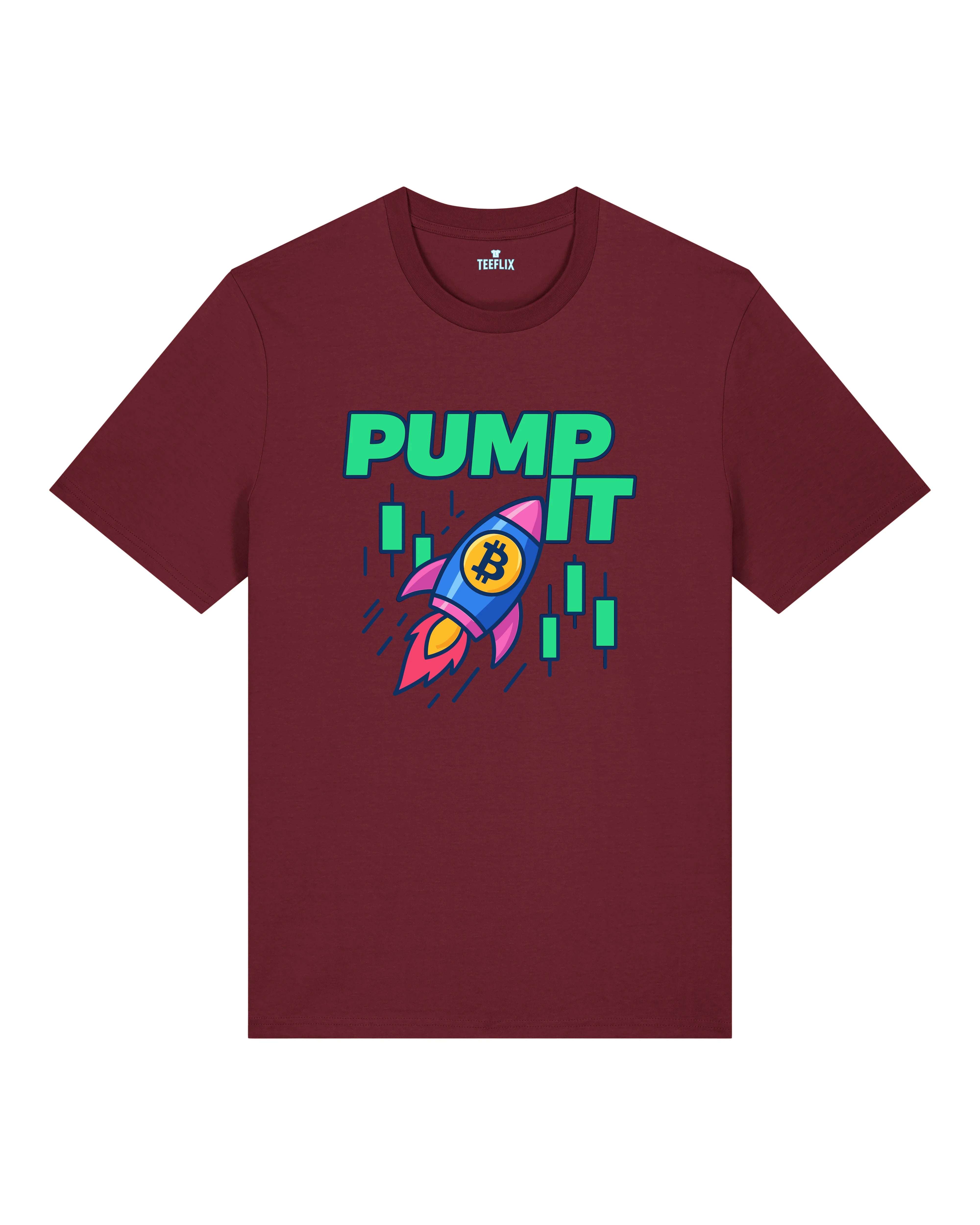 PUMP IT Bitcoin Crypto Shirt Bordeaux – Bitcoin Trading Fun Shirt von Teeflix
