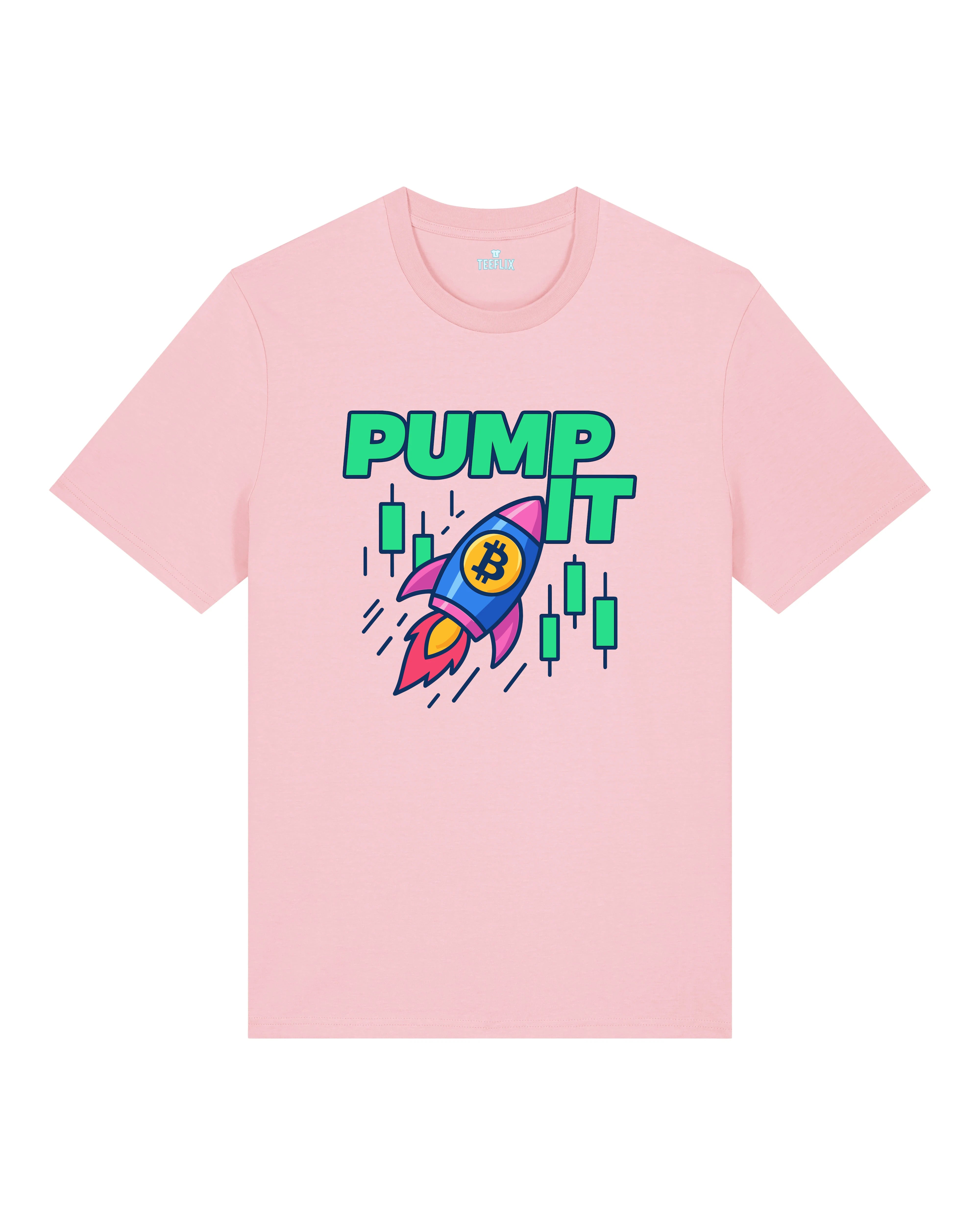 PUMP IT Bitcoin Crypto Shirt Rosa – Bitcoin Rakete Fun Crypto Shirt von Teeflix