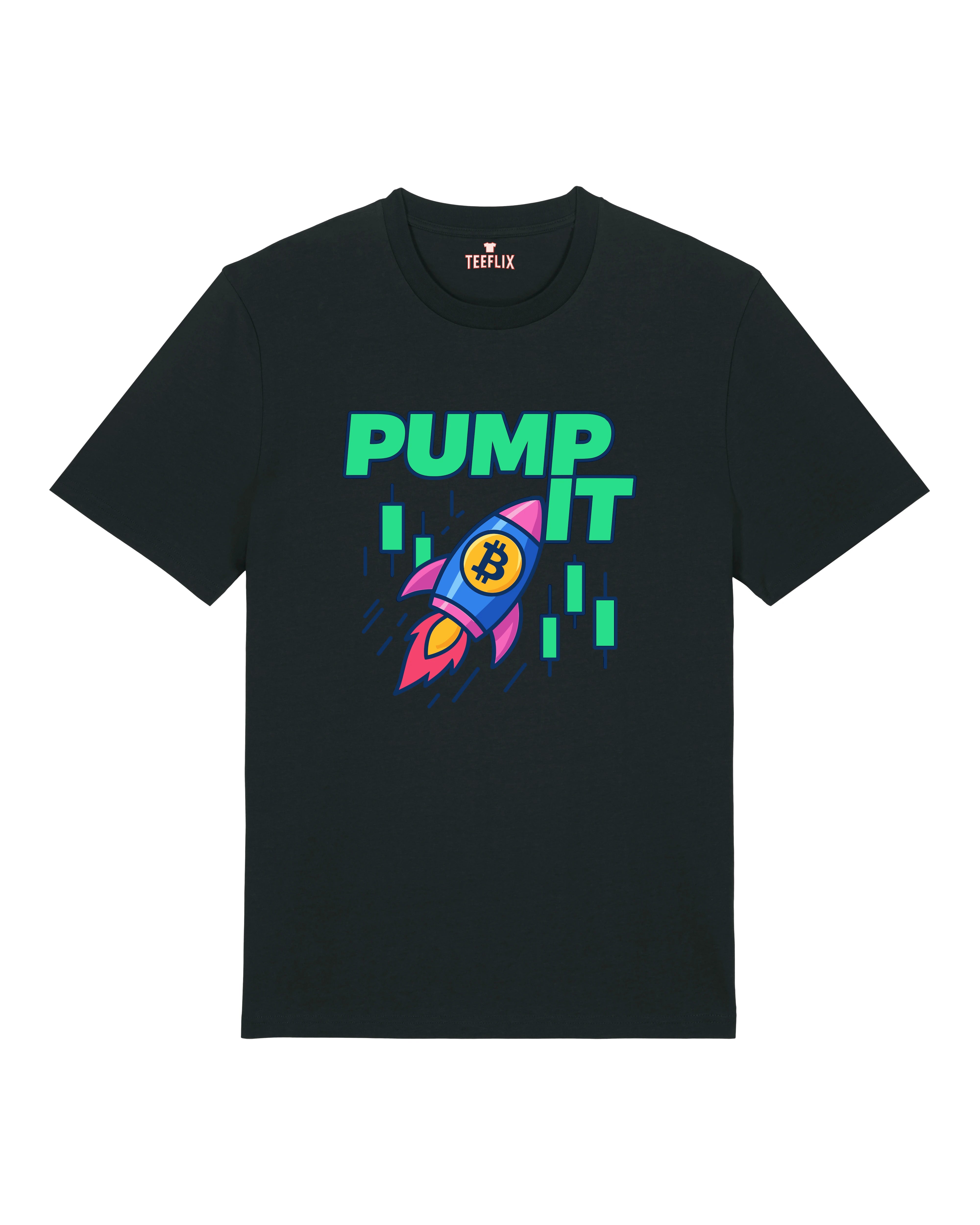 PUMP IT Bitcoin Crypto Shirt Schwarz – Lustiges Krypto Blockchain Shirt von Teeflix