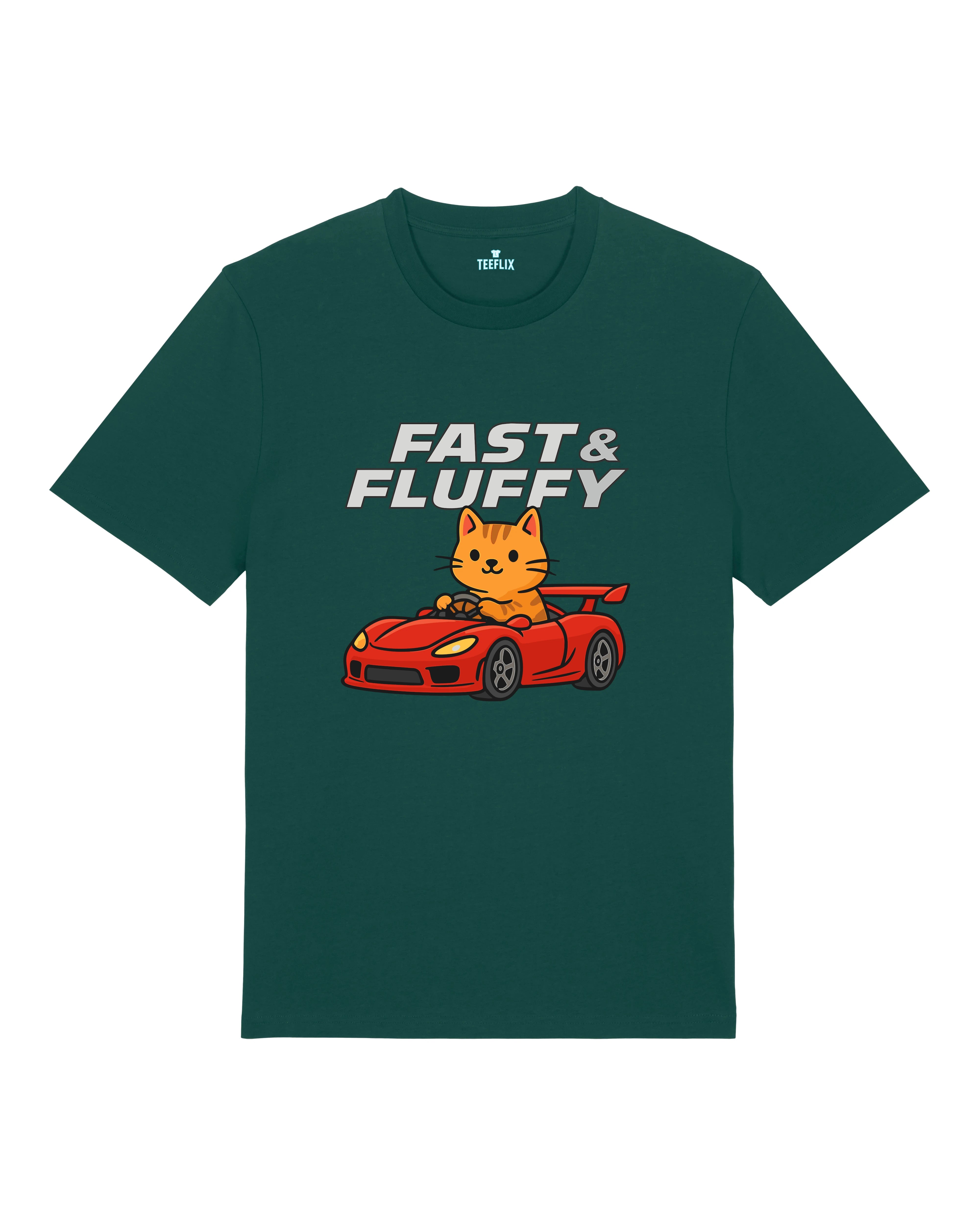 Fast & Fluffy Lustiges Katzen Auto T-Shirt Spruch | Teeflix