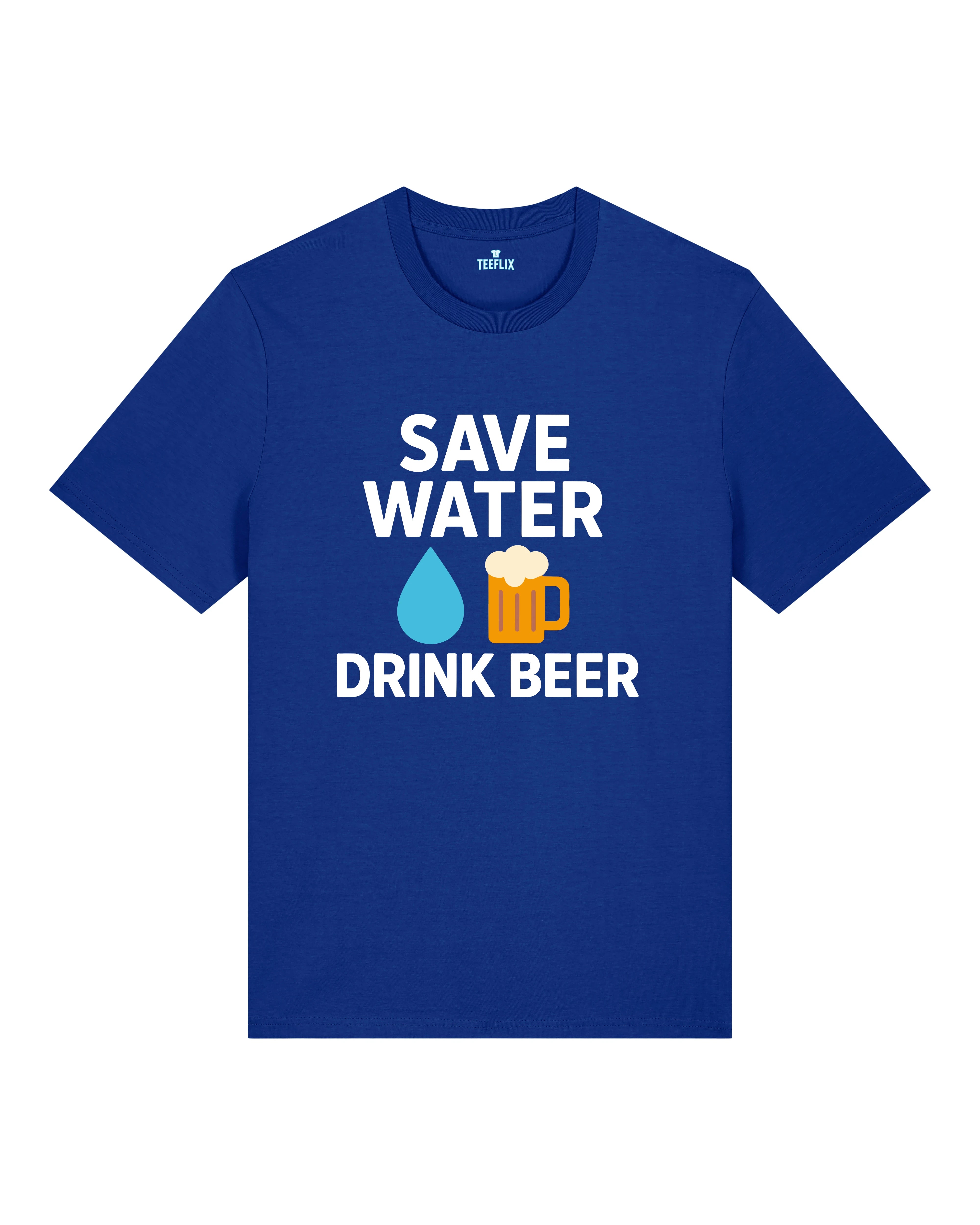 Save Water Drink Beer Shirt Blau – Lustiges Party T-Shirt Herren