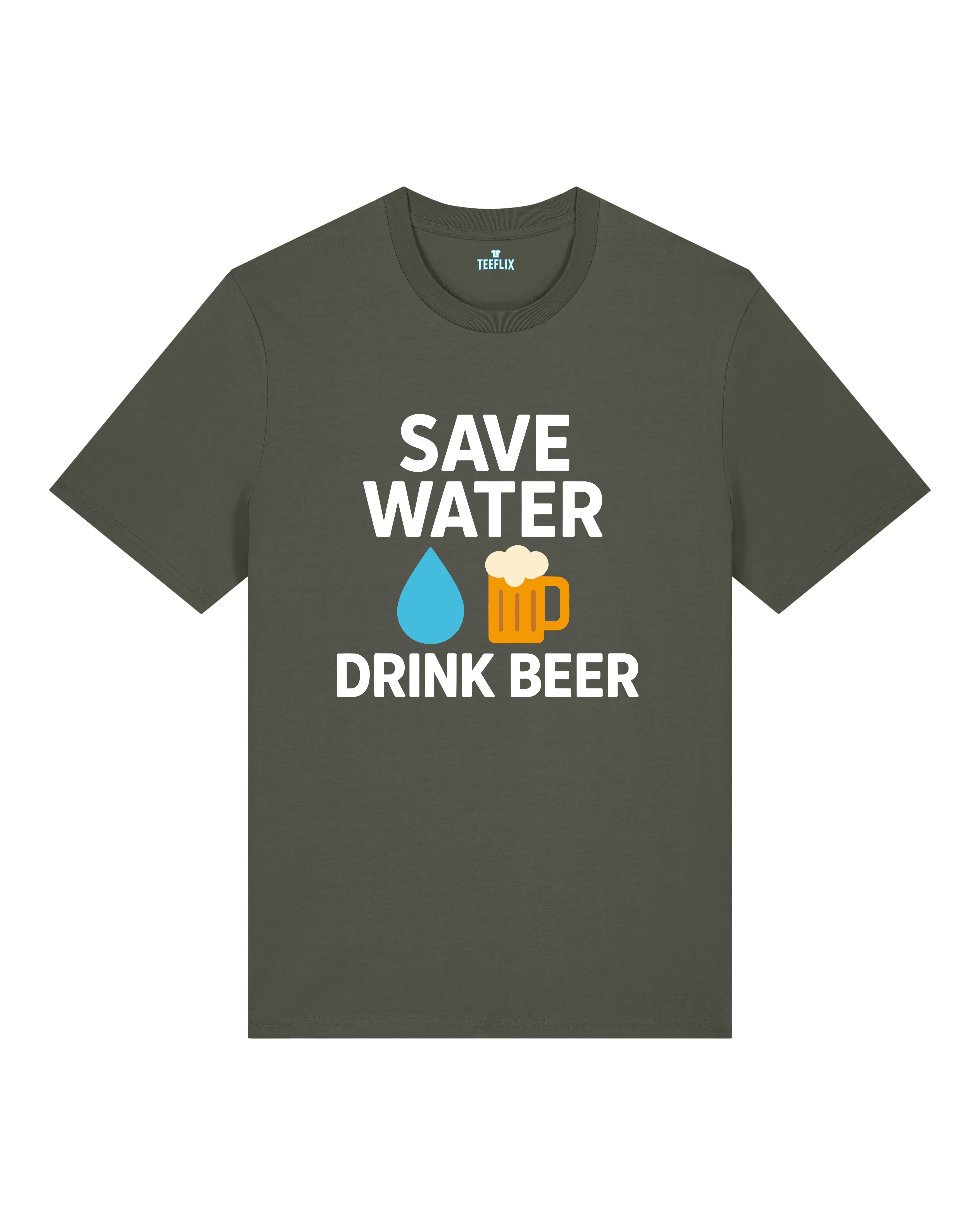 Save Water Drink Beer Shirt Khaki – Lustiges Männer Party T-Shirt
