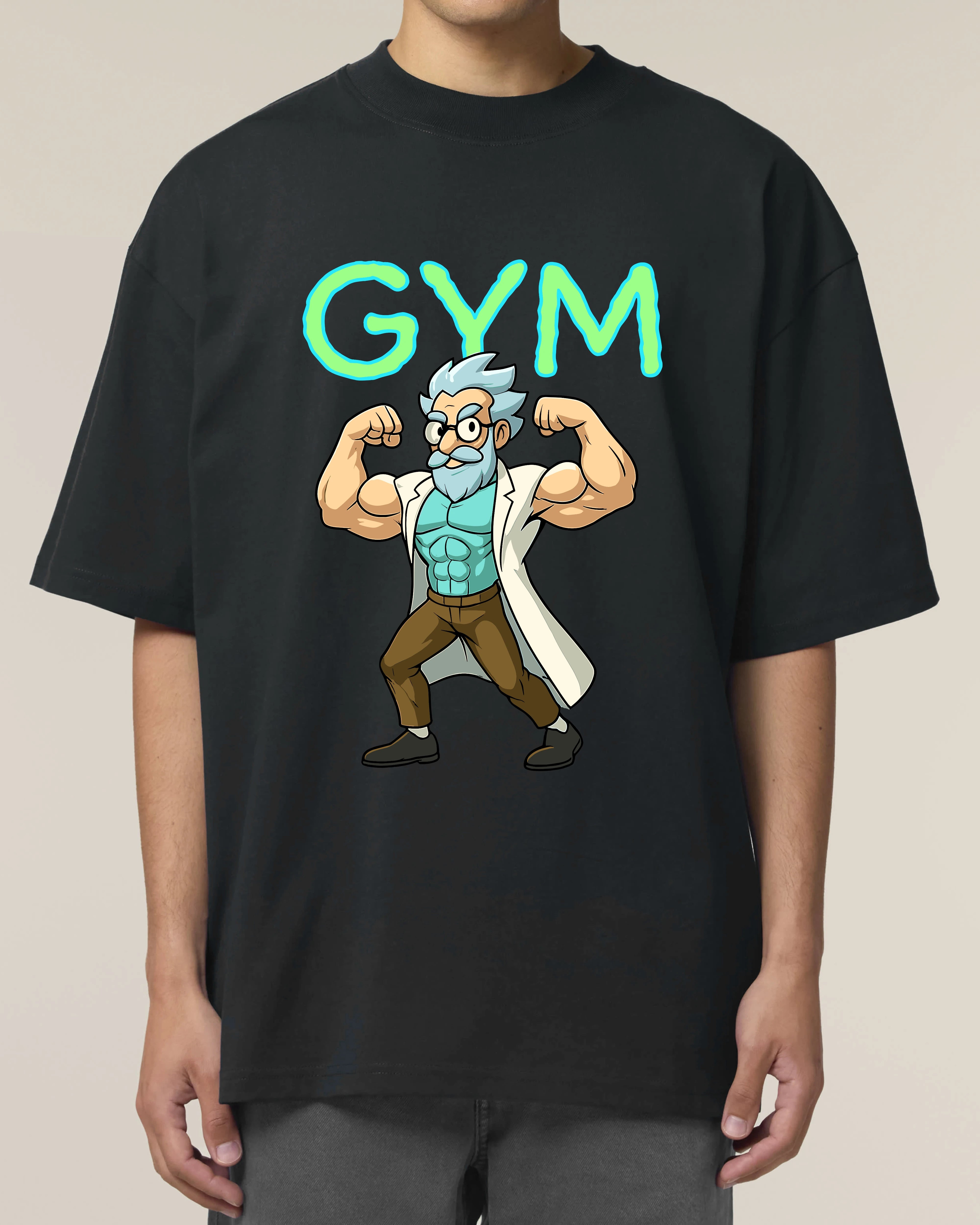 Teeflix GYM Rick Pump Cover Shirt Schwarz Unisex Oversized Bio-Baumwolle