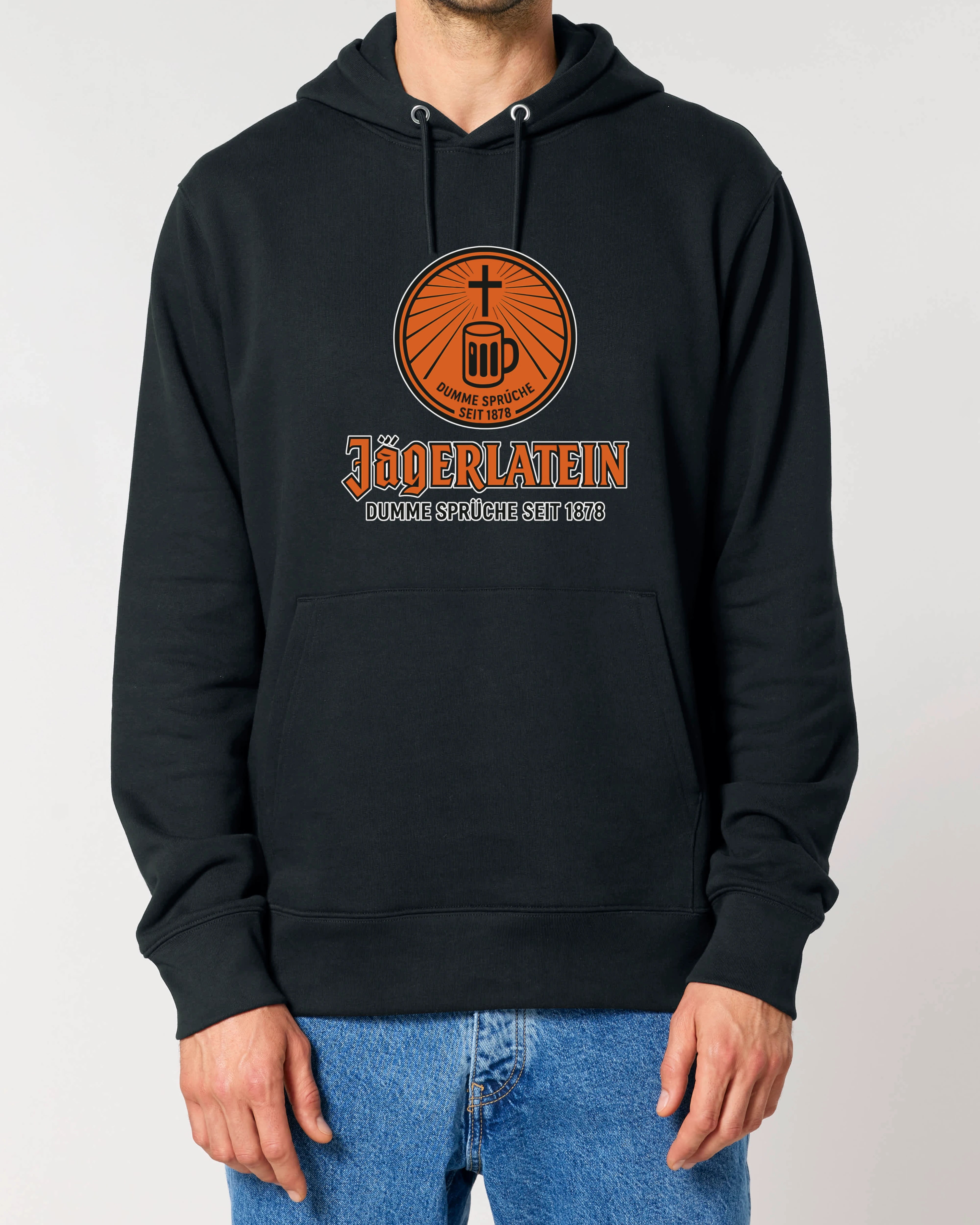 Jägerlatein Hoodie Schwarz – Dumme Sprüche seit personalisierbar – Lustiger Bier Sprüche Pullover