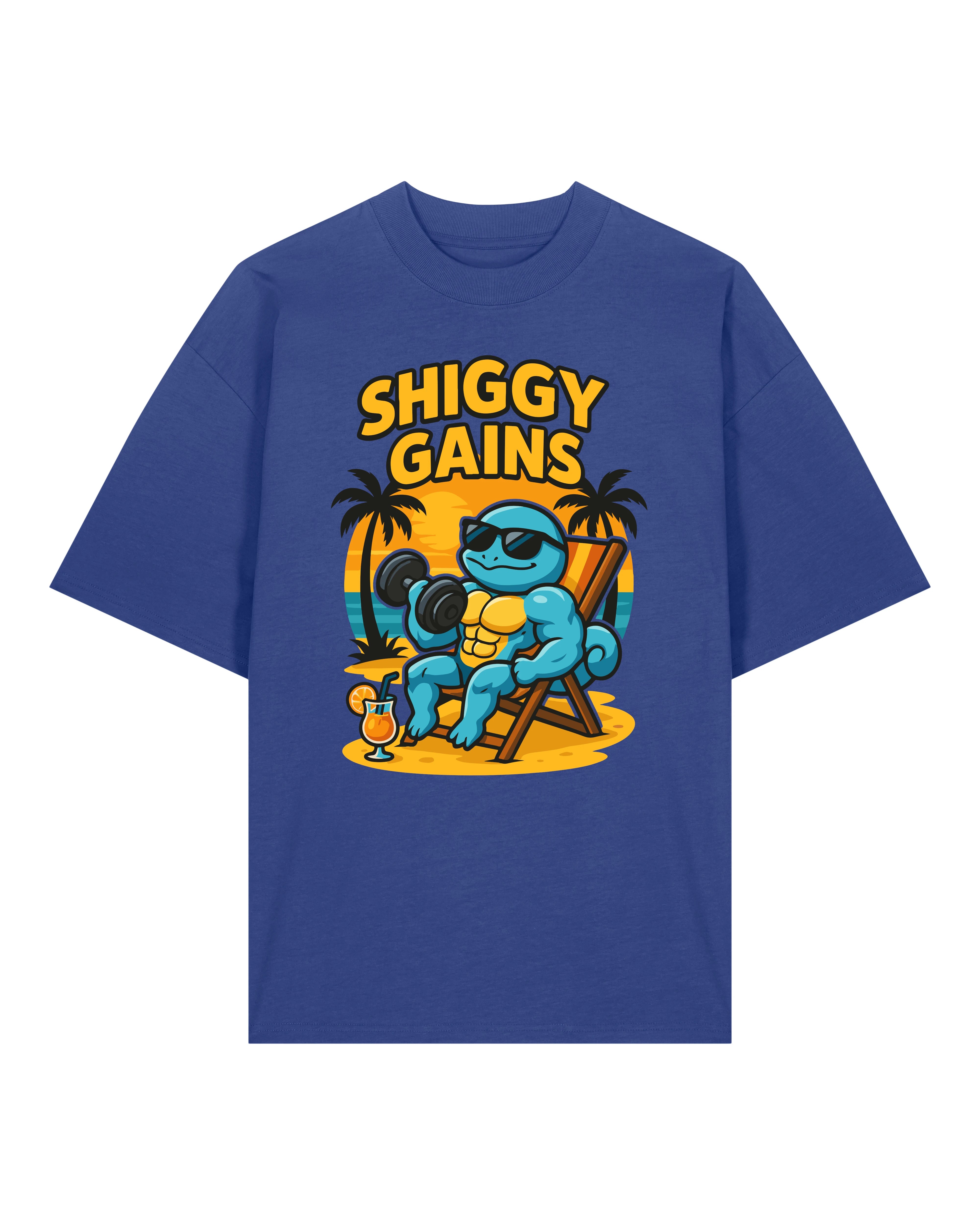 SHIGGY GAINS Oversized Pump Cover Gym Shirt Blau – Fun Pump Cover Shirt von Teeflix